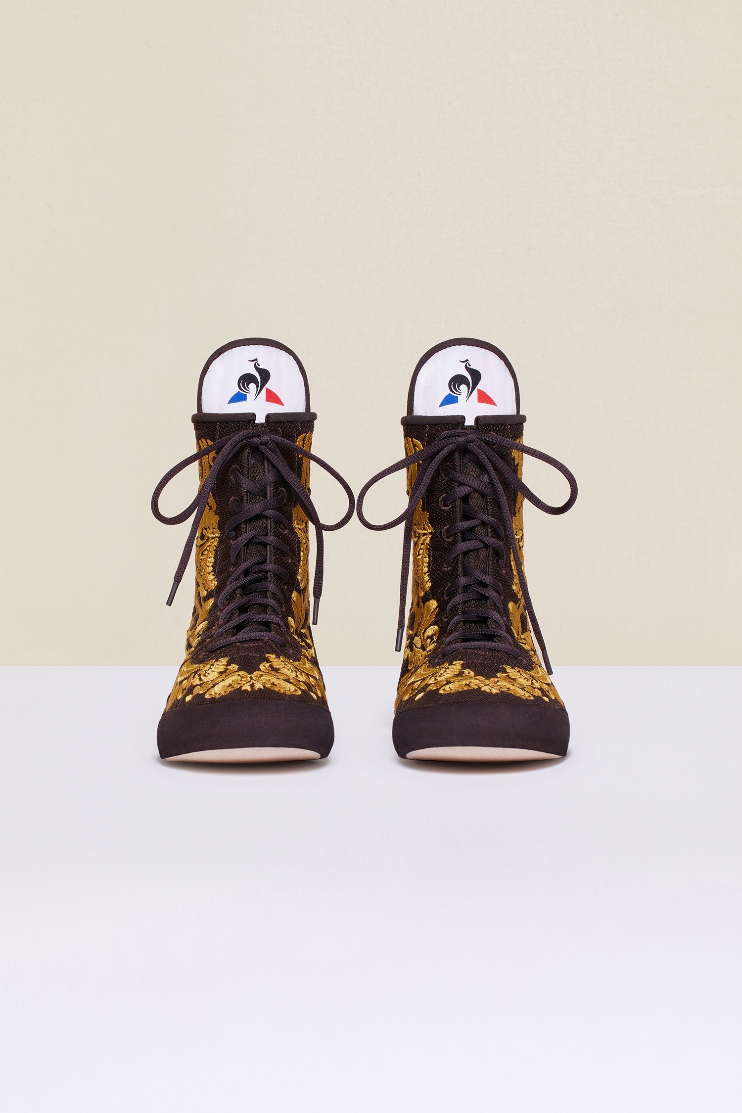 Patou x Le Coq baskets montantes brodées havana 36-41