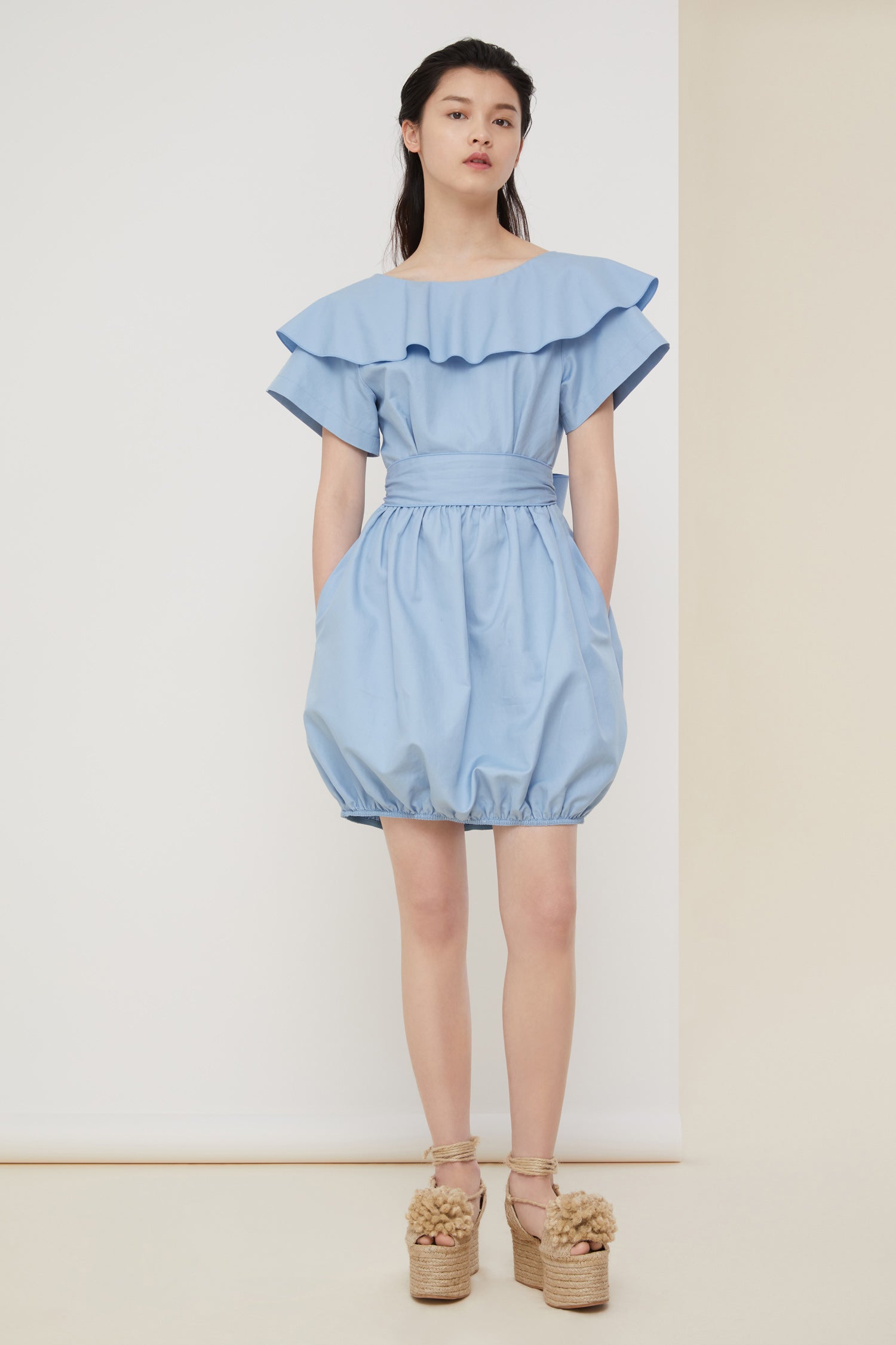 Patou E20DR0540044603B robe bubble blueberry coton 34-42
