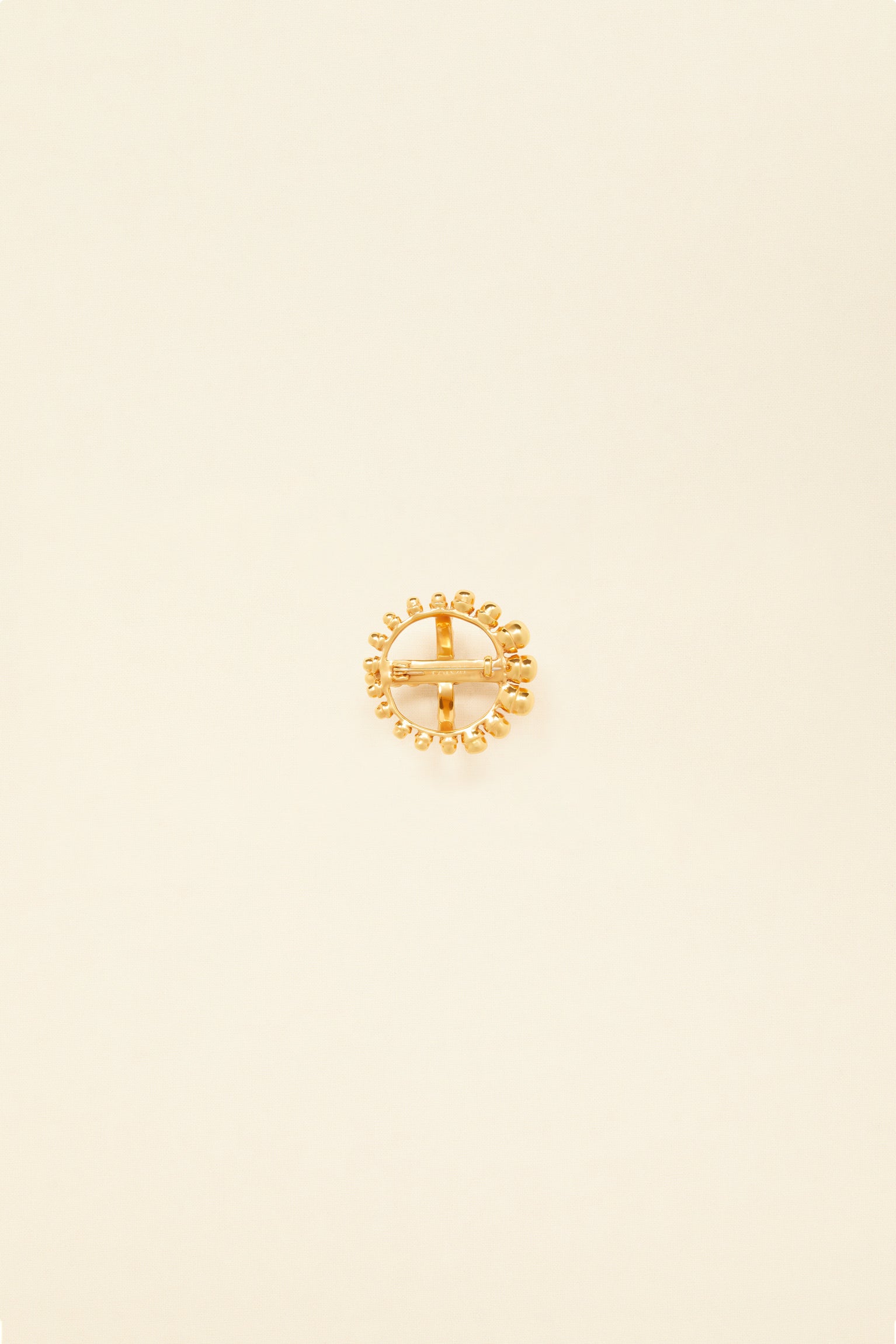 Patou JW024 broche ronde laiton doré perles Gold taille unique