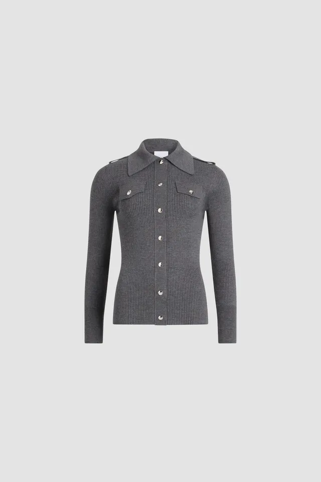 Patou KN270 chemise côtelée gris Mercury laine mérinos