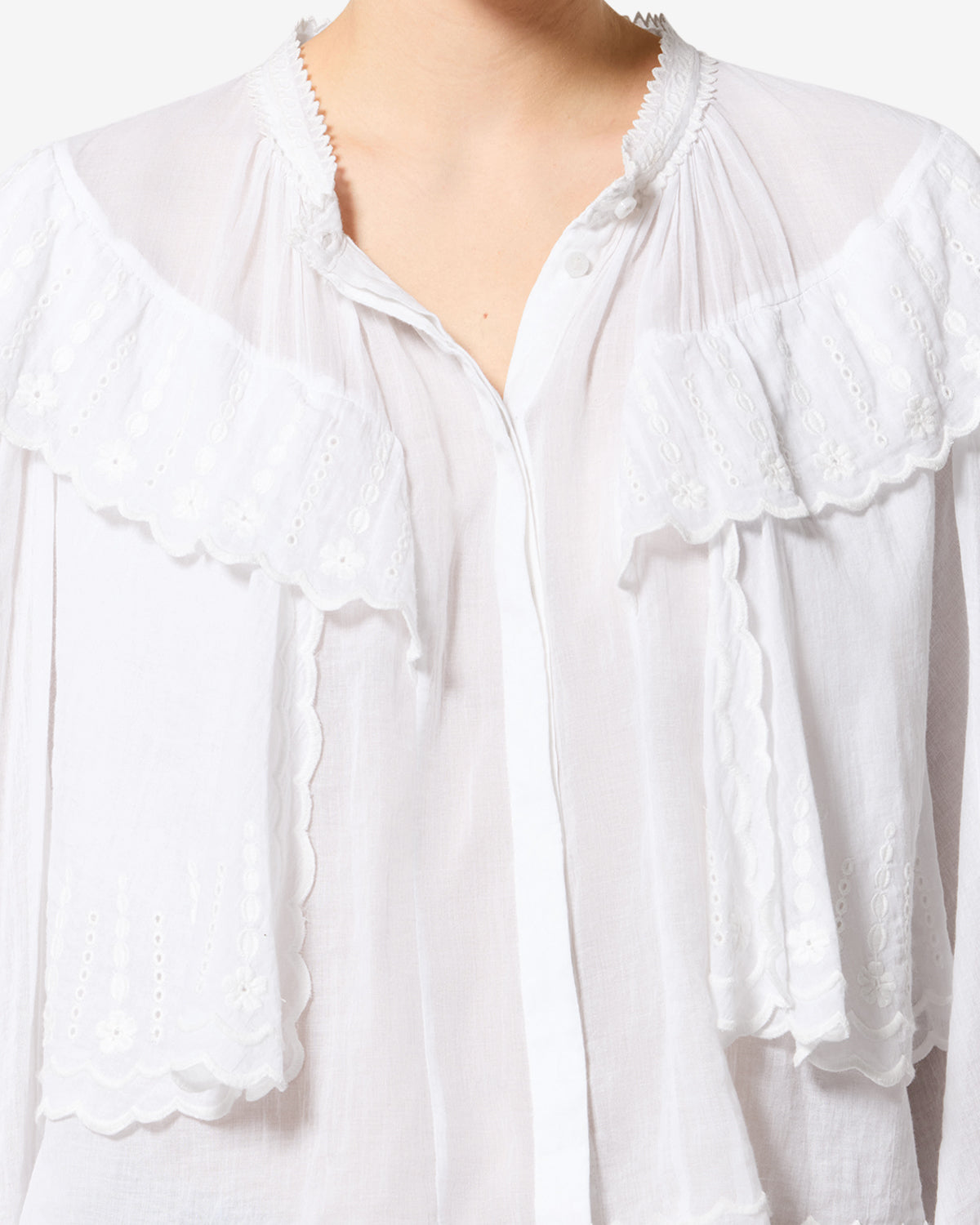 Isabel Marant Kelmon blouse broderie anglaise blanc volants