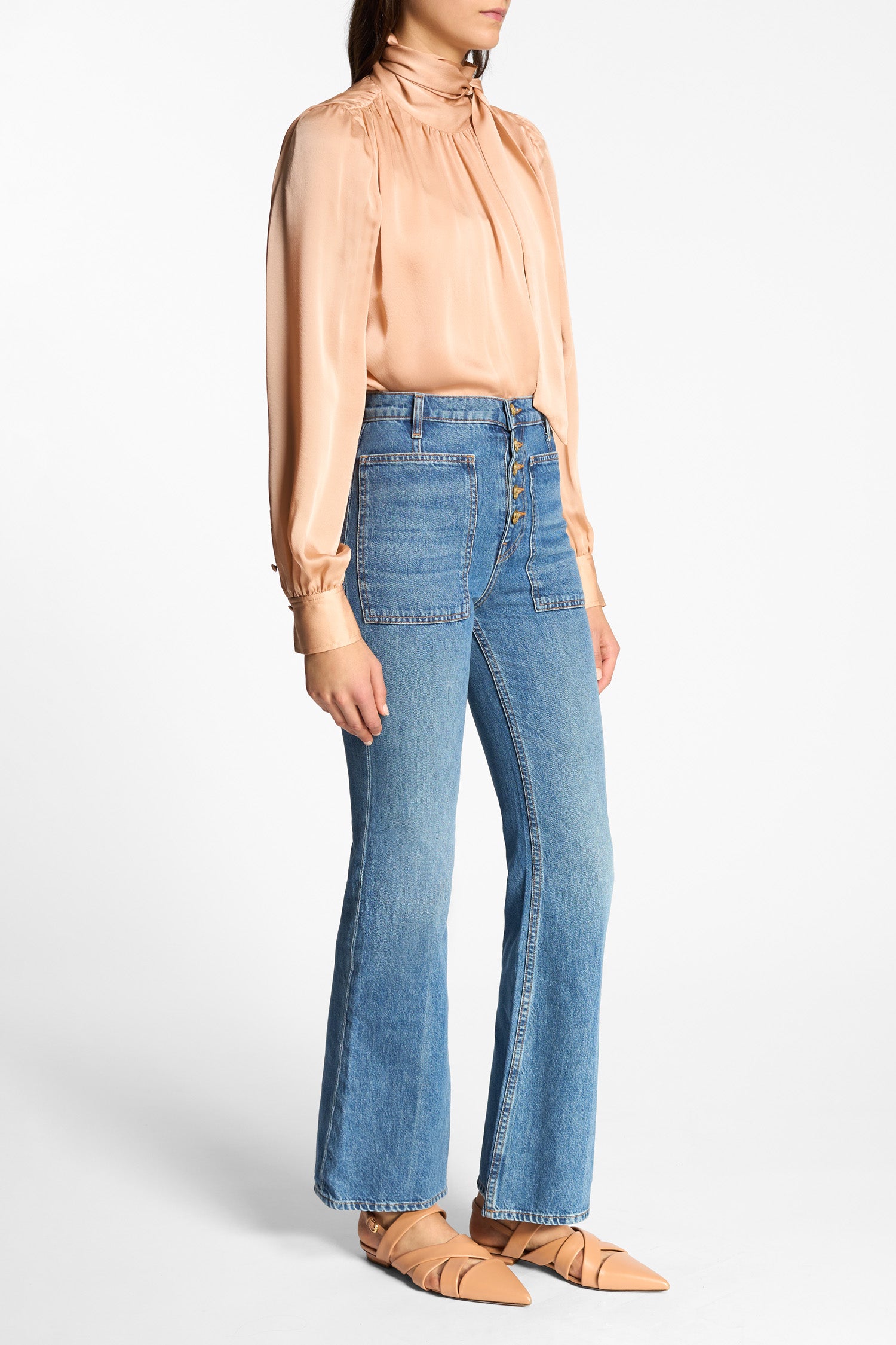 Ulla Johnson Lou Jean Flare Danube Indigo 100% Coton