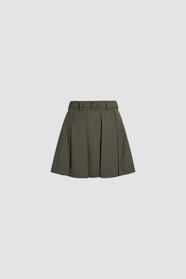 Patou H24SK0710103751K mini jupe kaki laine plissée