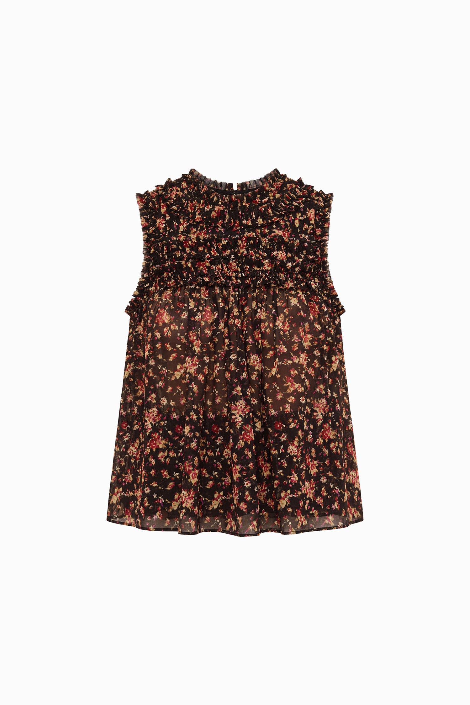 Ulla Johnson Effie Haut en Soie Sans Manches Noir Mille Fleur