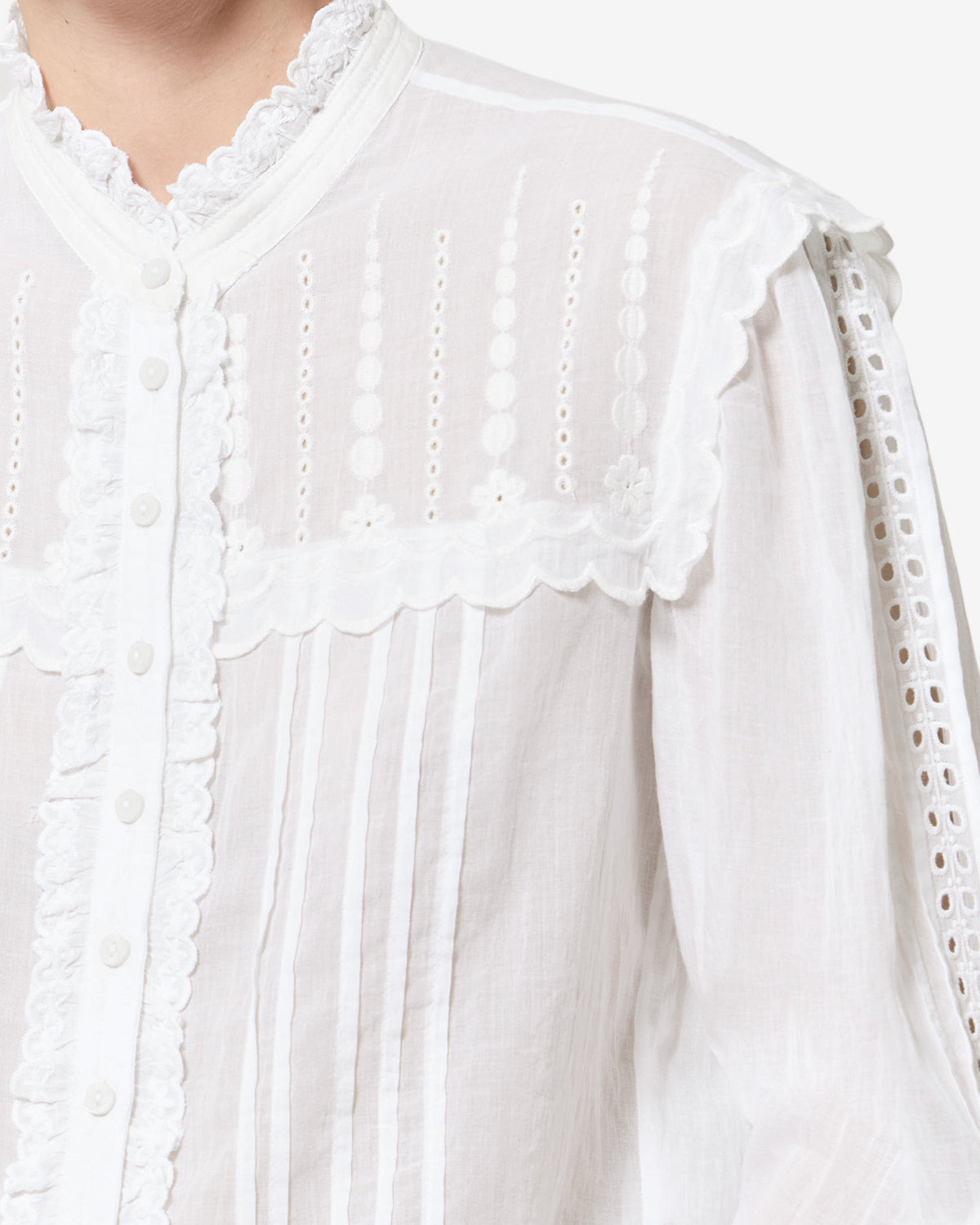 Isabel Marant Lonzie HT0970FA chemisier coton blanc brodé