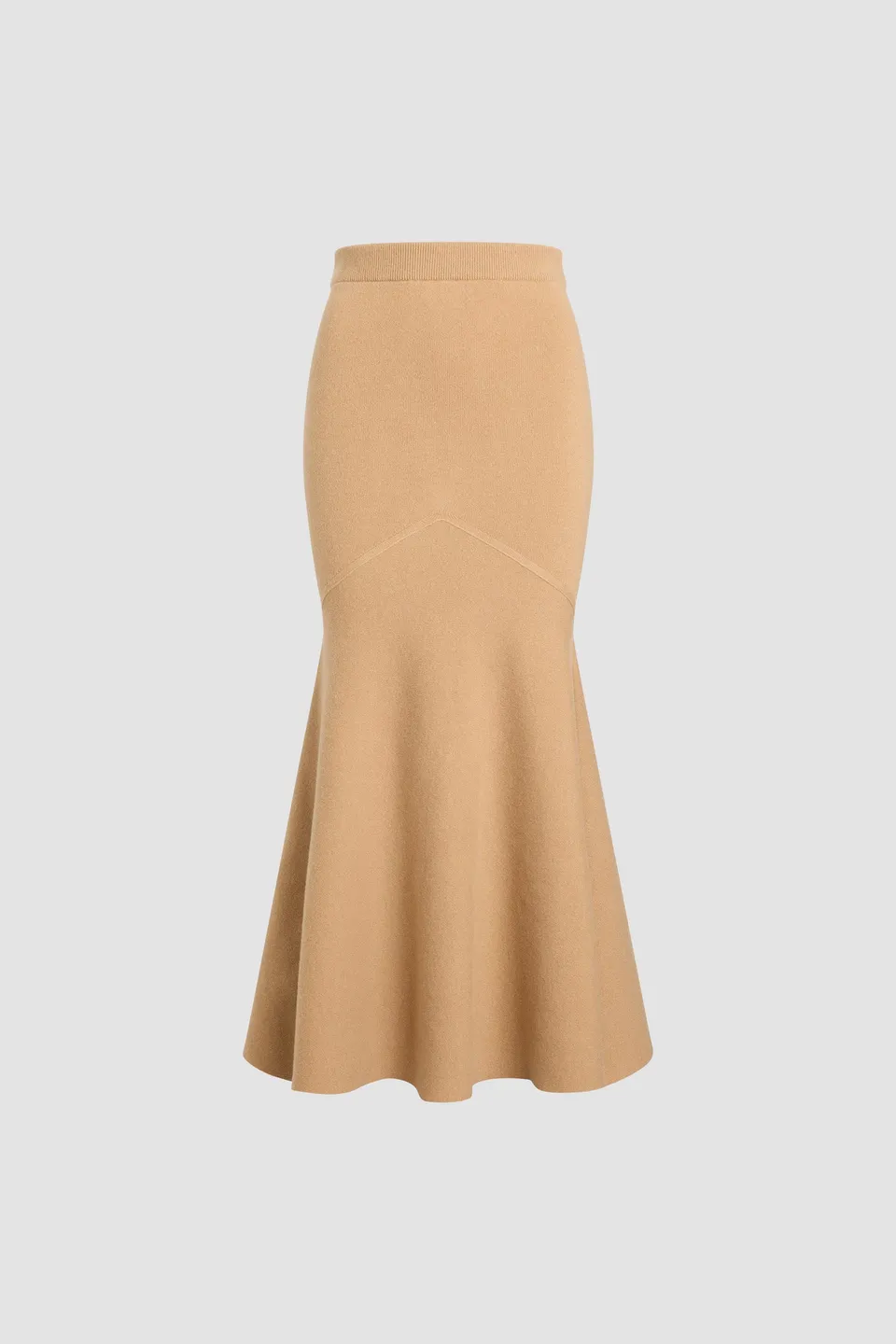 Patou KN298 jupe midi sirène beige laine cachemire