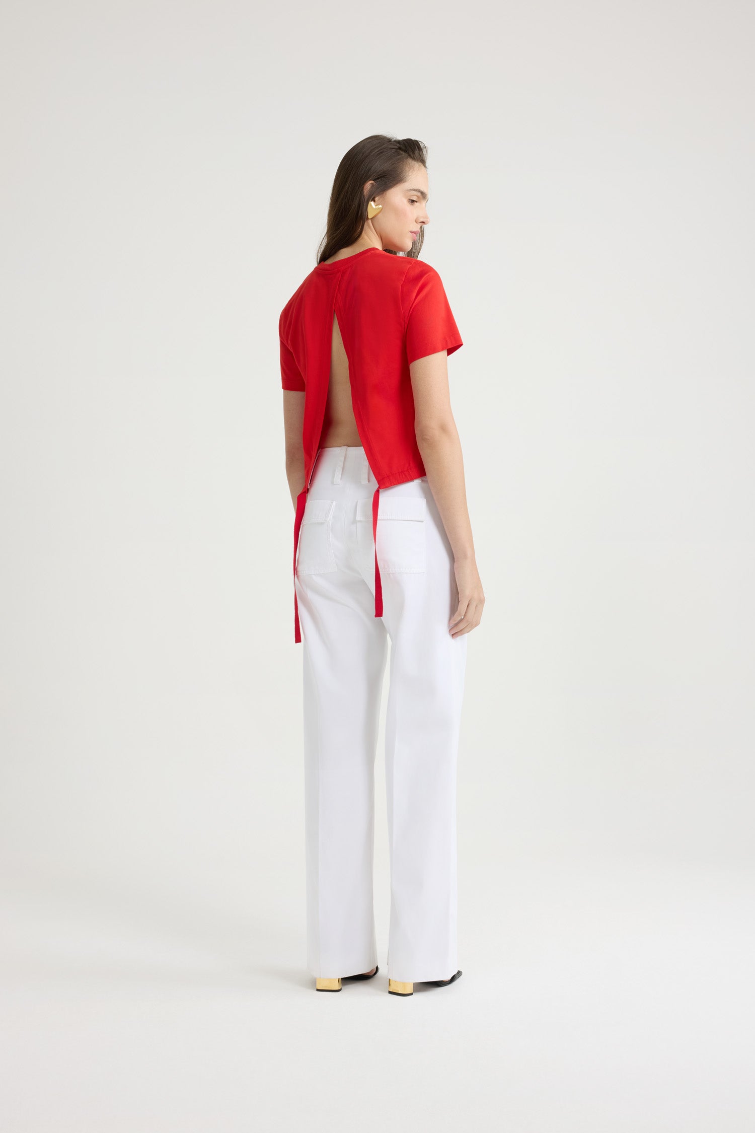 Patou JE150 t-shirt Lipstick Red coton bio dos ouvert
