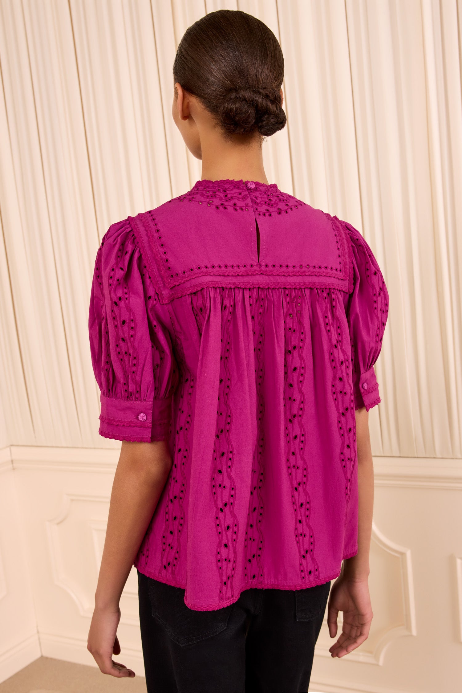 Ulla Johnson Una haut coton Orchid manches courtes