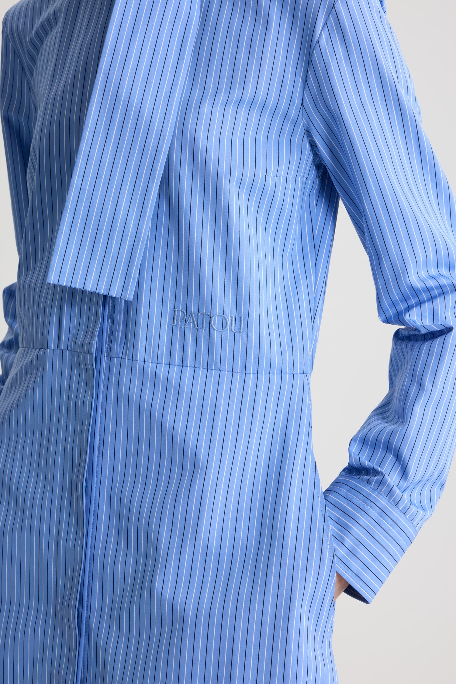 Patou DR192 robe chemise bleue rayures coton bio