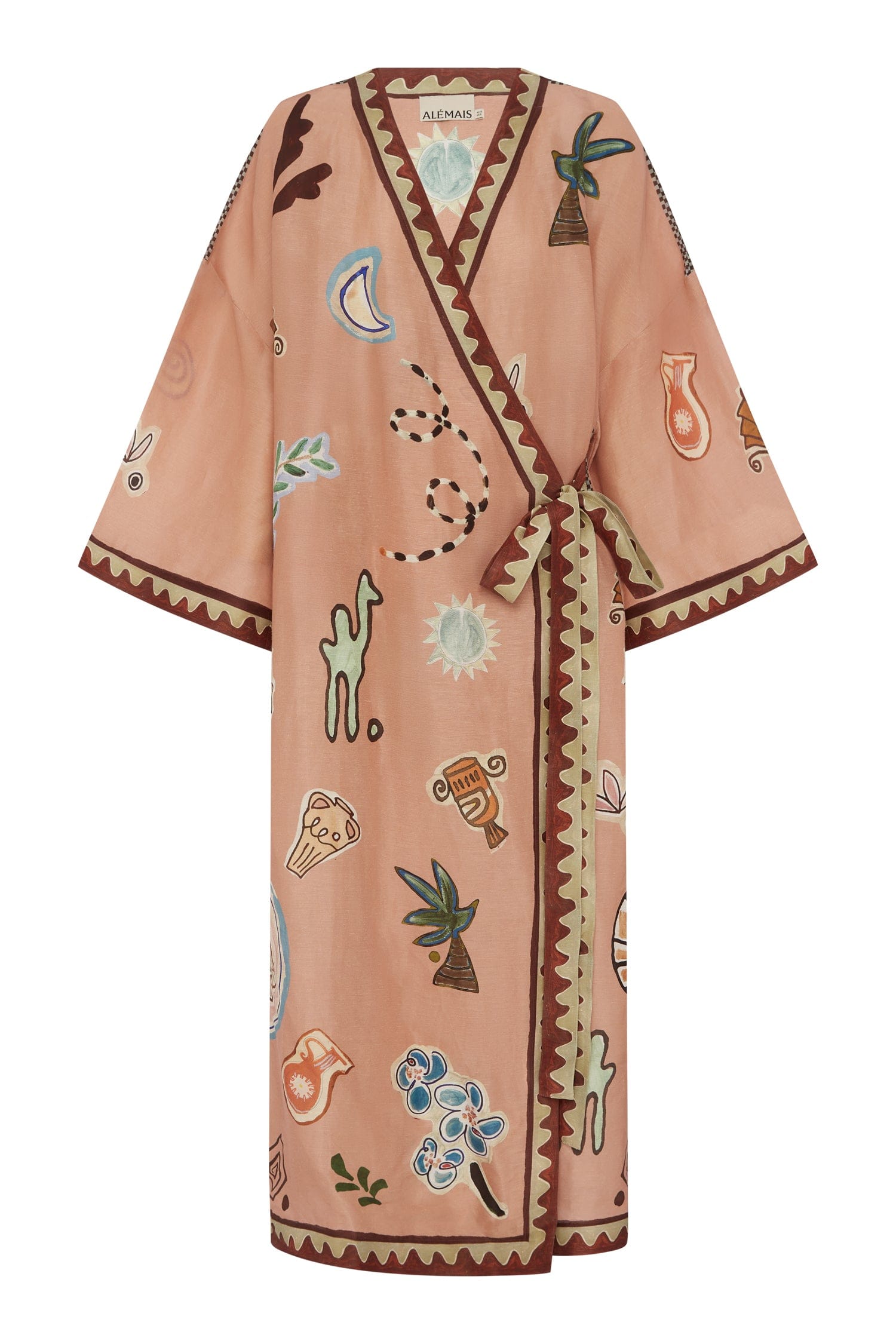 Alemaïs Laurence Wrap Midi Dress robe lin soie