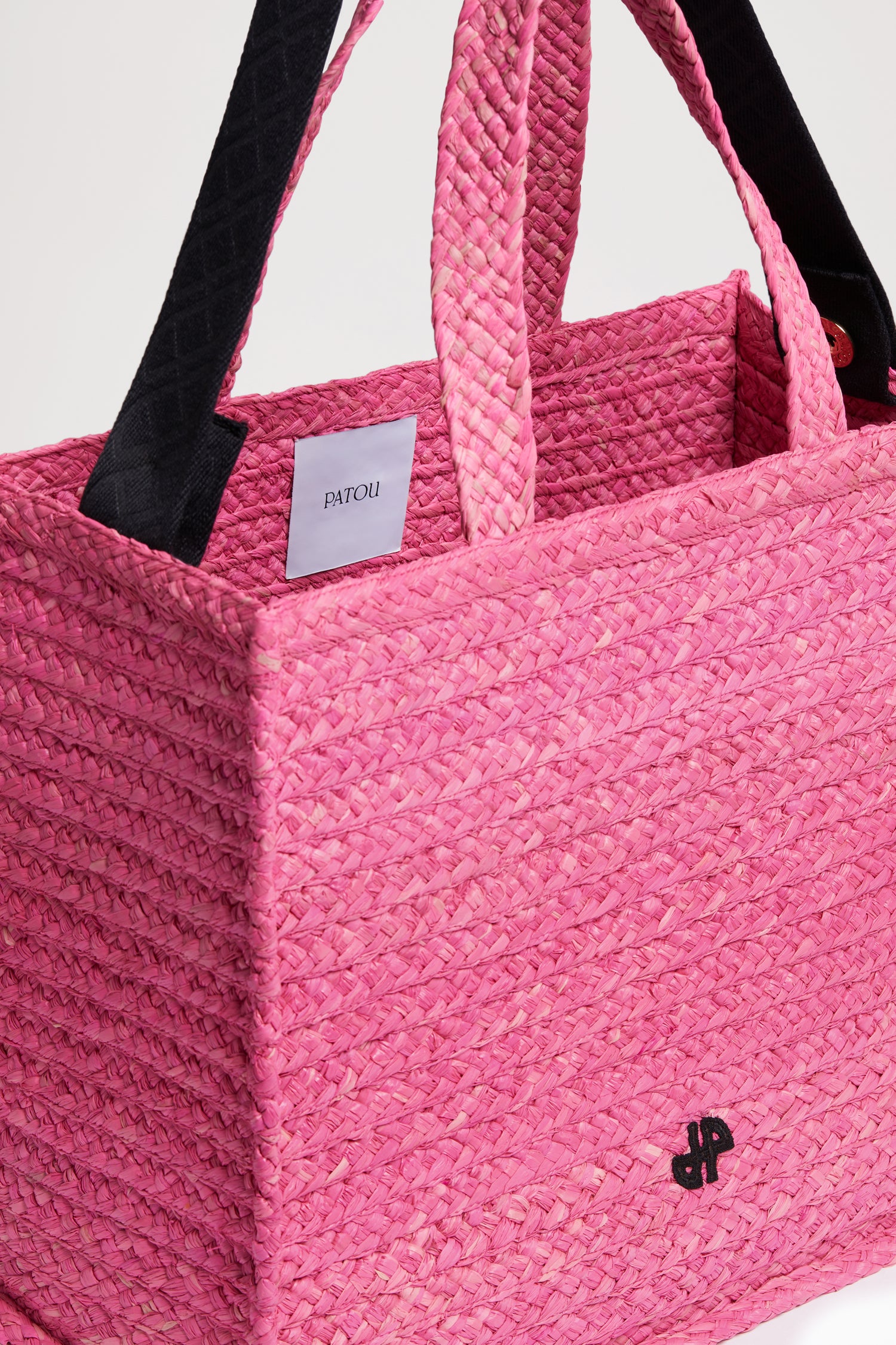 Patou AC024 tote raphia rose begonia JP TU paille
