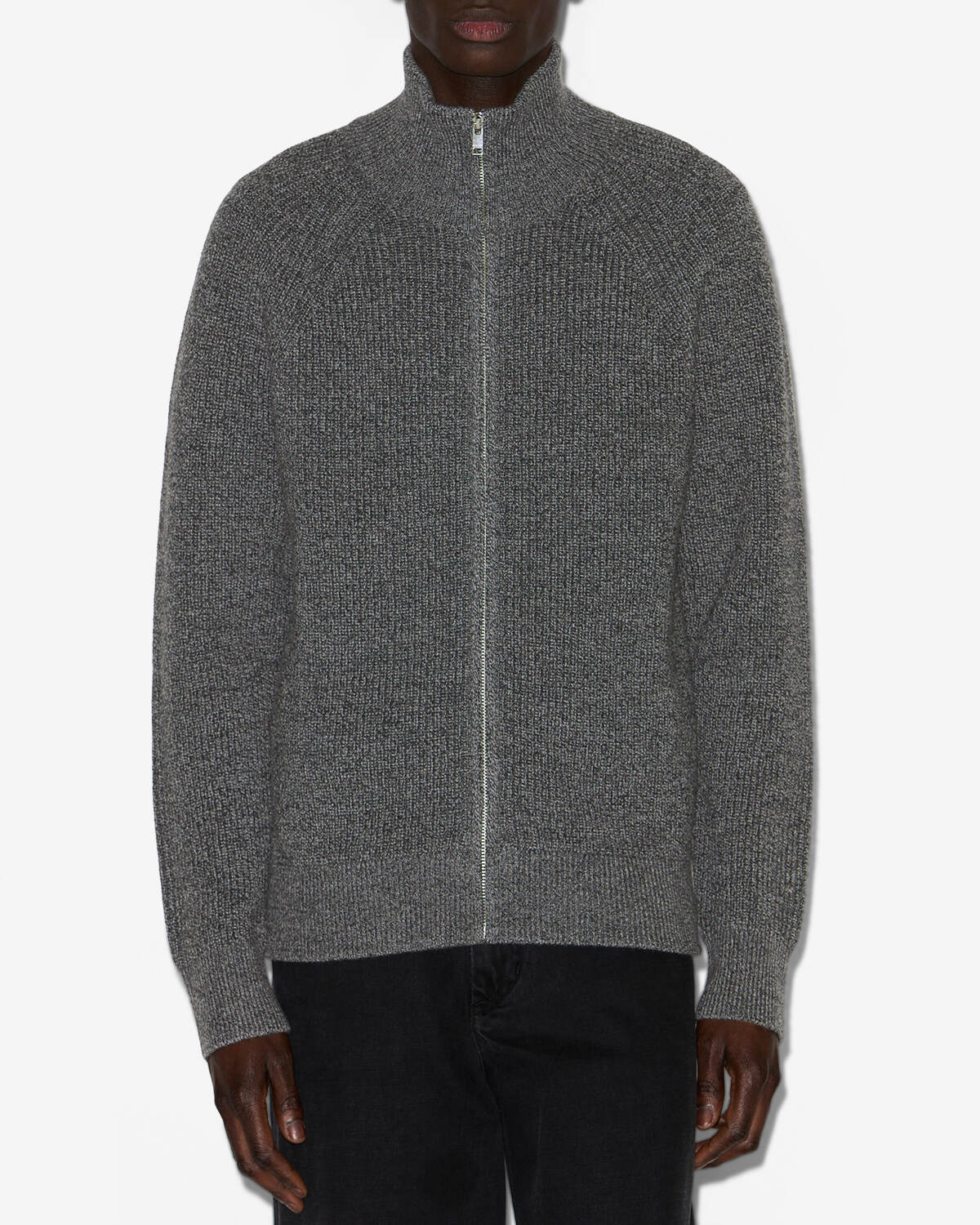 Isabel Marant Mailles Cardigan Benett laine mérinos gris foncé