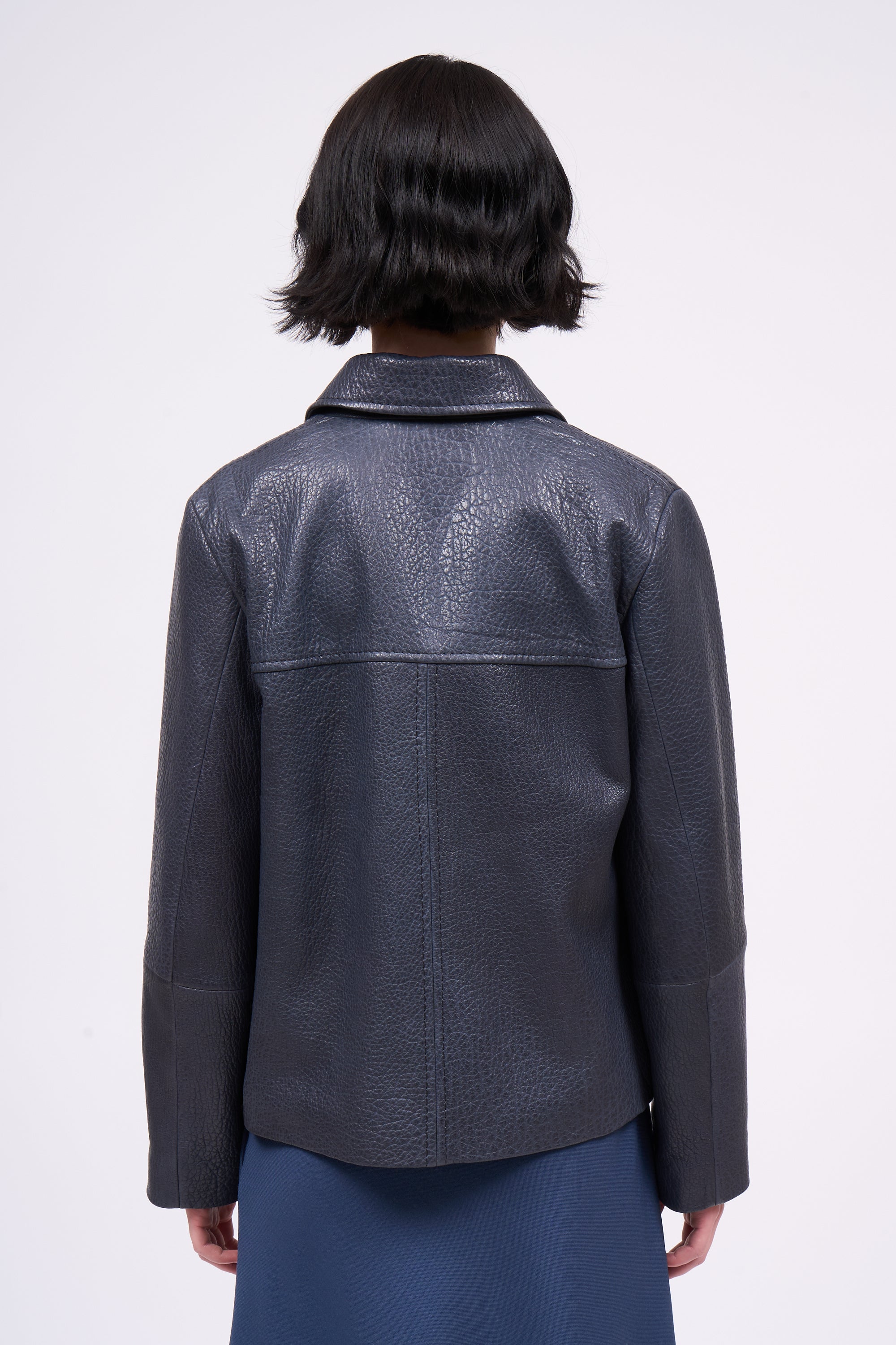 Paul & Joe Blake veste cuir agneau indigo bubble