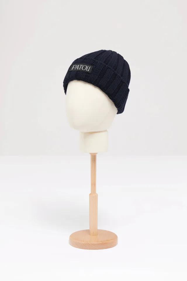 Patou AC037 bonnet marine laine côtelée taille unique