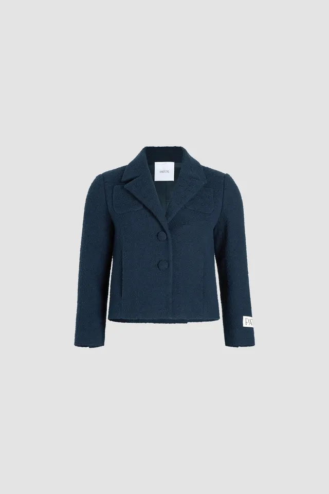 Patou P25JA0460206699N veste tweed coton bio Navy Black