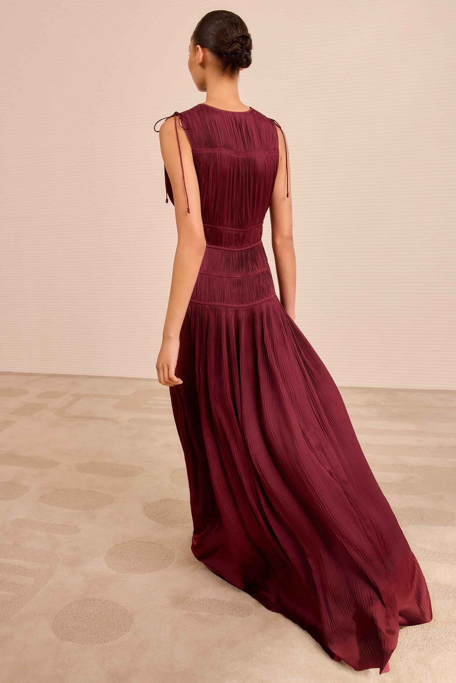 Ulla Johnson Tasneem Robe Longue Satin Claret Bordeaux