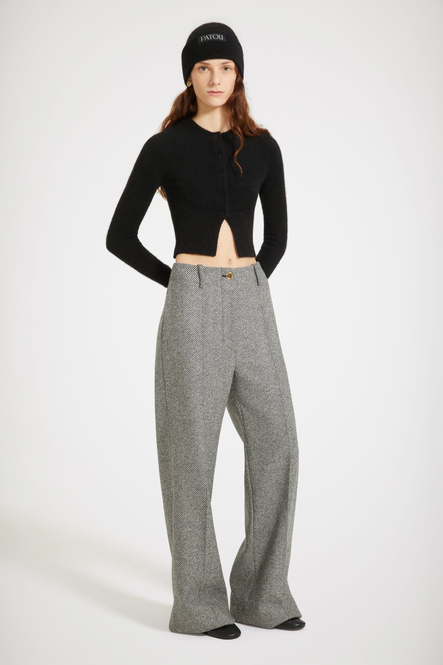 Patou KN148 cardigan court noir en alpaga