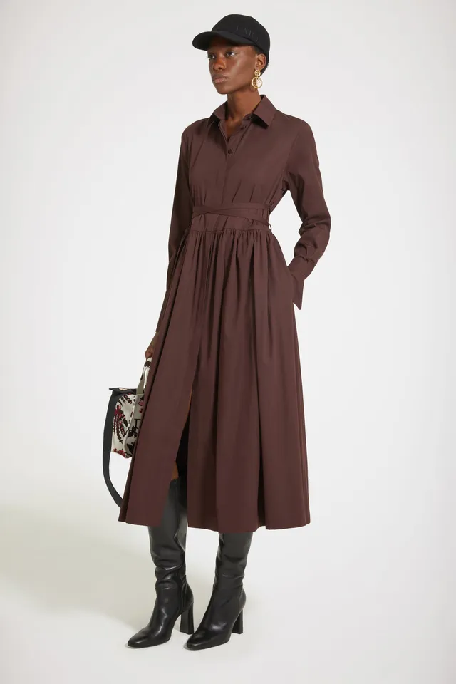 Patou robe chemise midi coton bio marron Maya Mountain