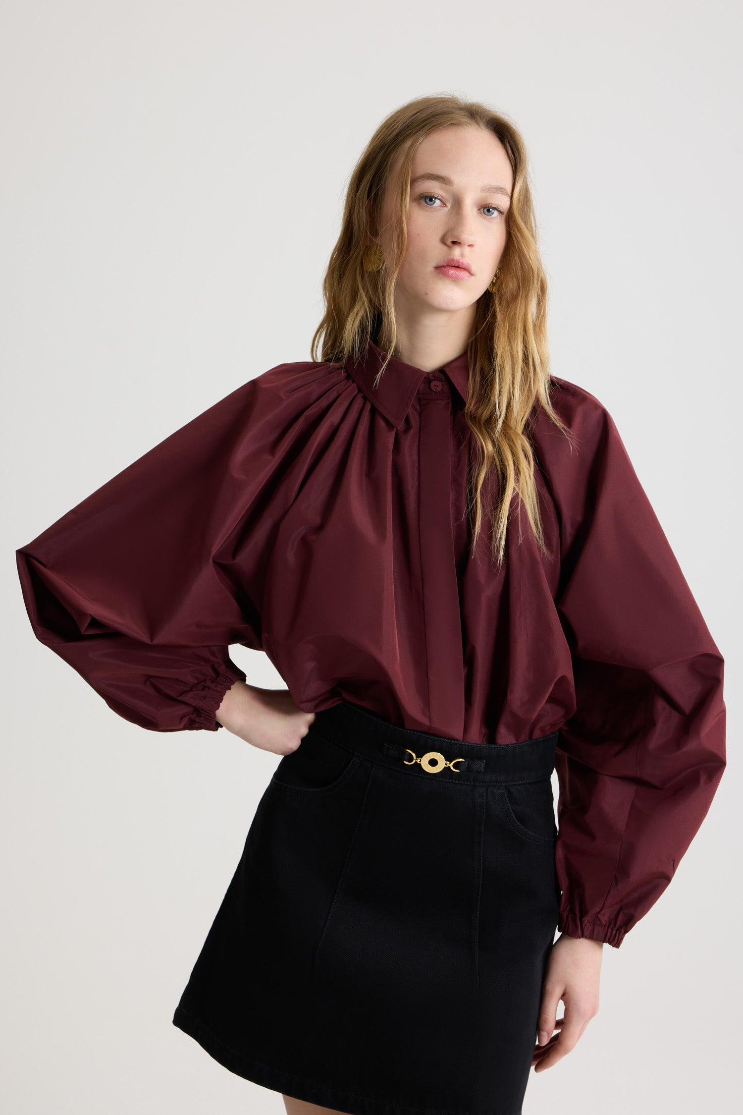 Patou Bubble blouse faille recyclée Vignola bordeaux
