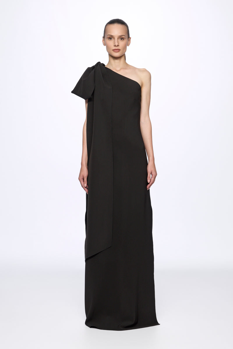 ATU Body Couture robe maxi noire une épaule nœud
