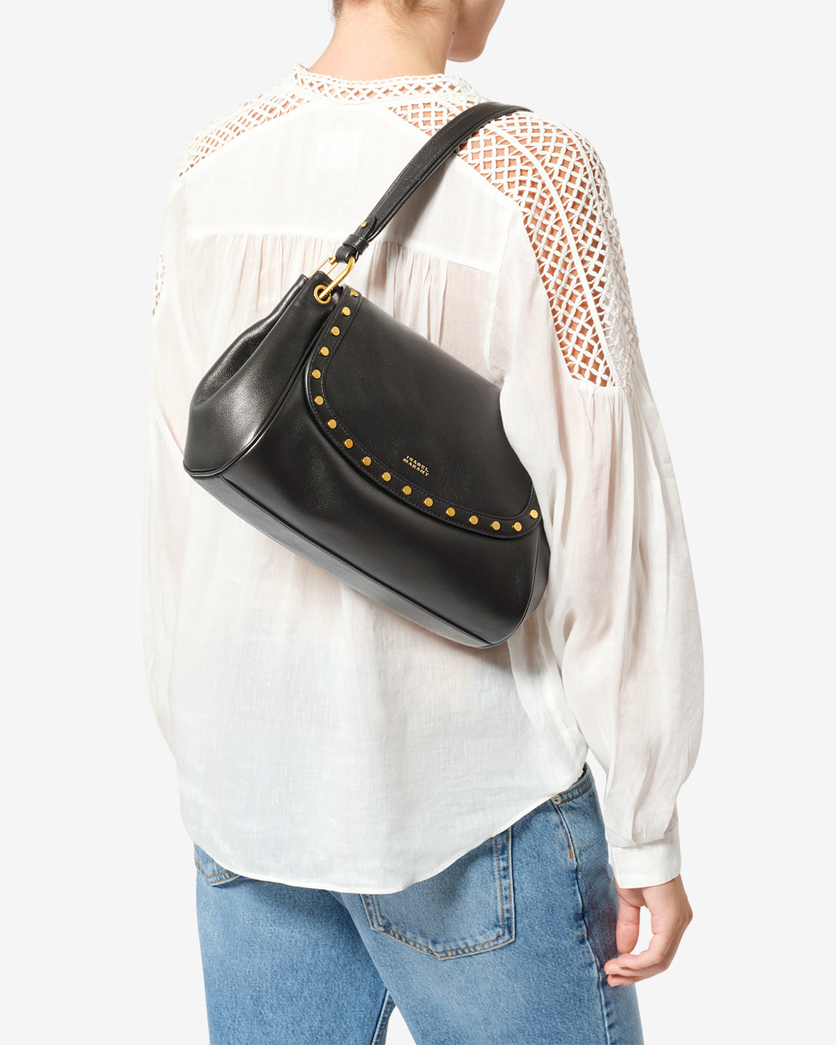Isabel Marant Chany M sac cuir velours noir clouté