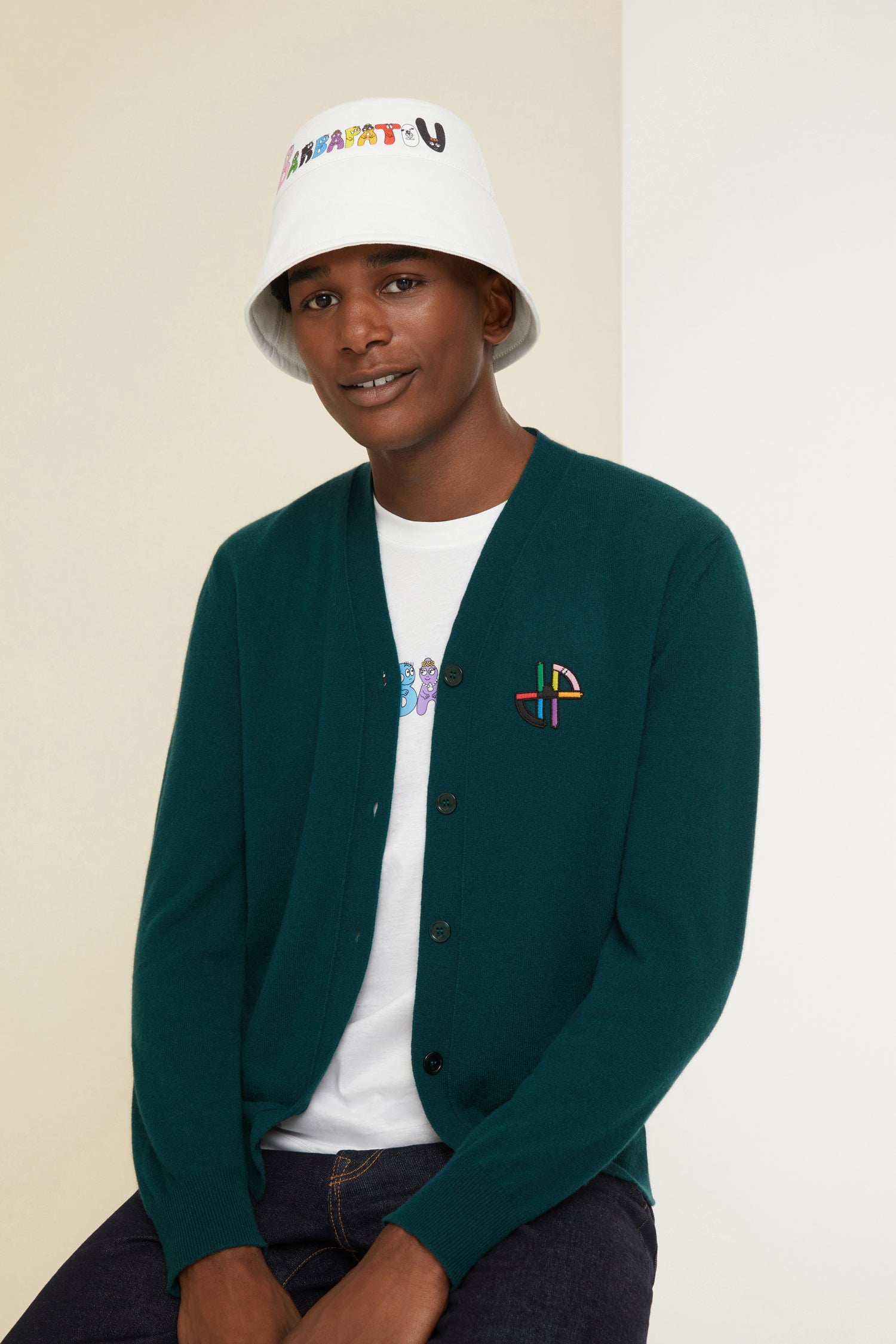 Patou Knitwear JP Barbapapa cardigan laine vert forêt