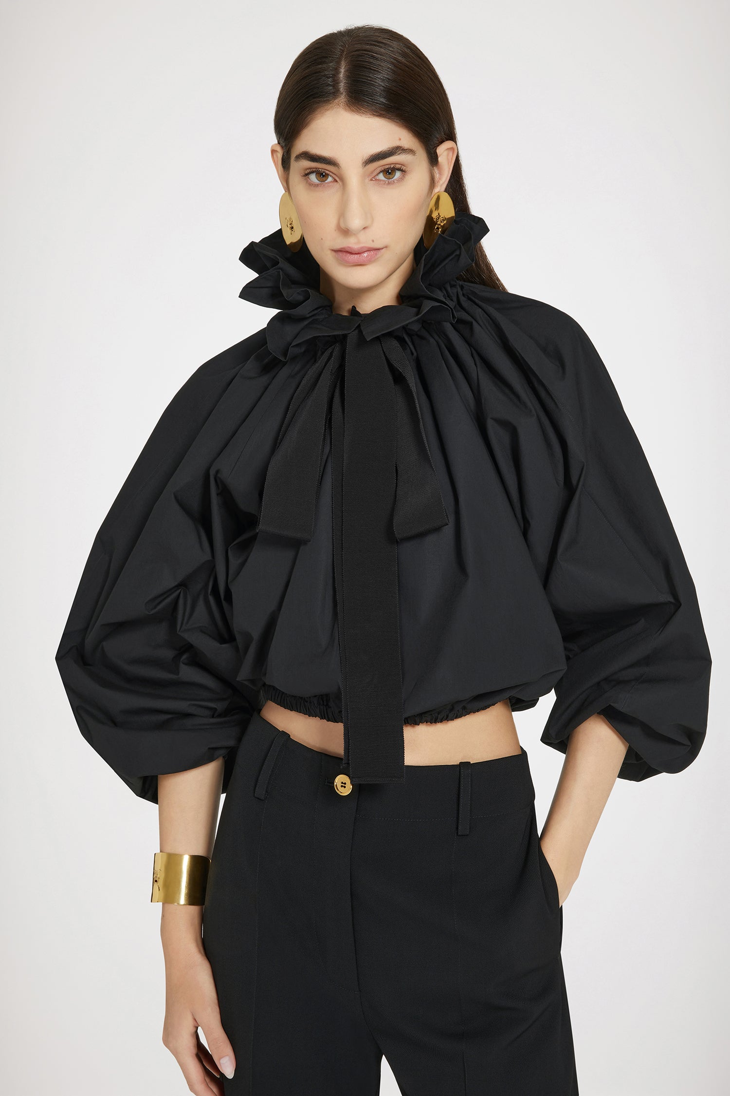 Patou TO032 crop top coton bio noir Total Eclipse