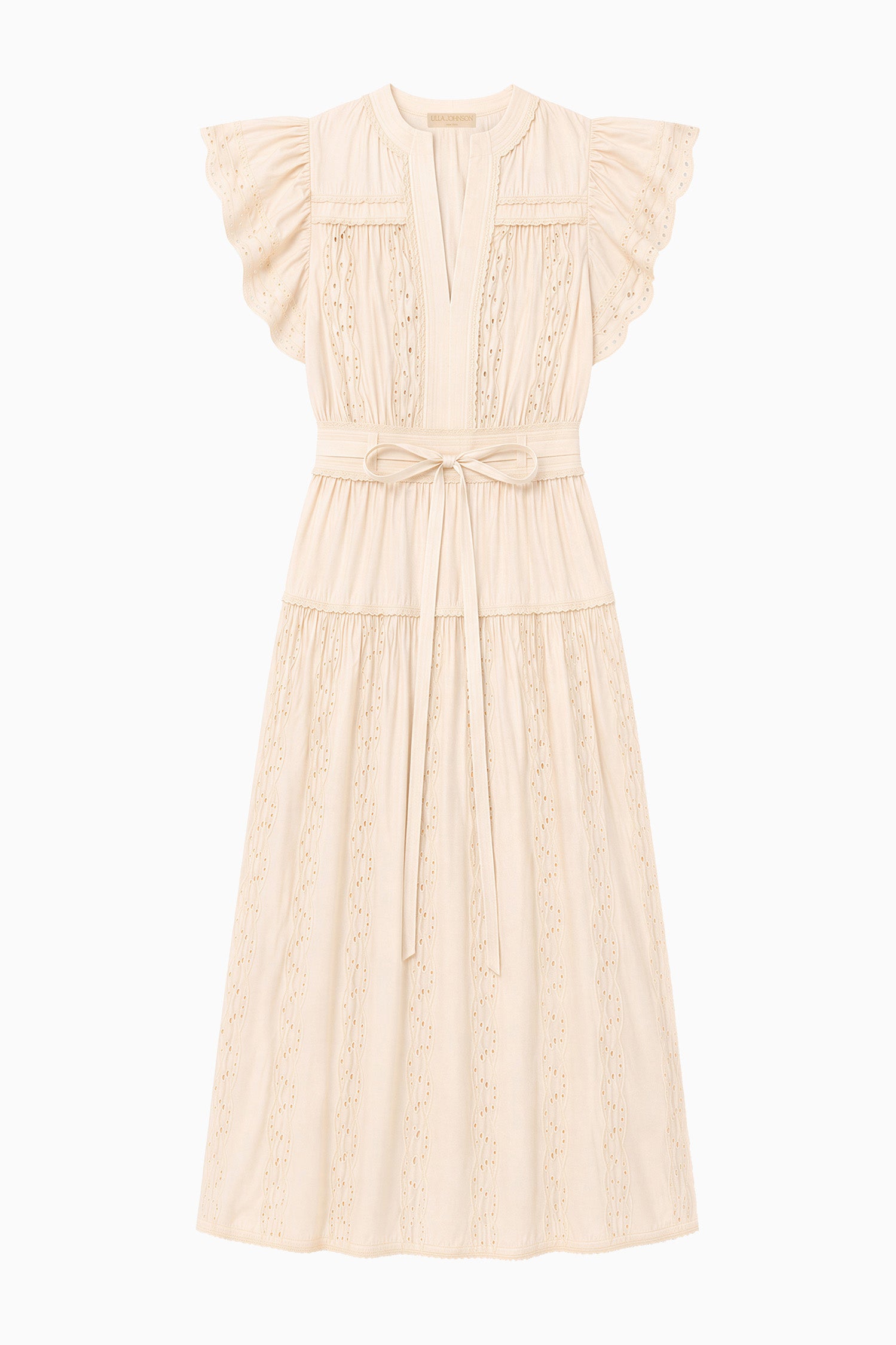 Ulla Johnson Dani FA260140 robe coton ivoire midi