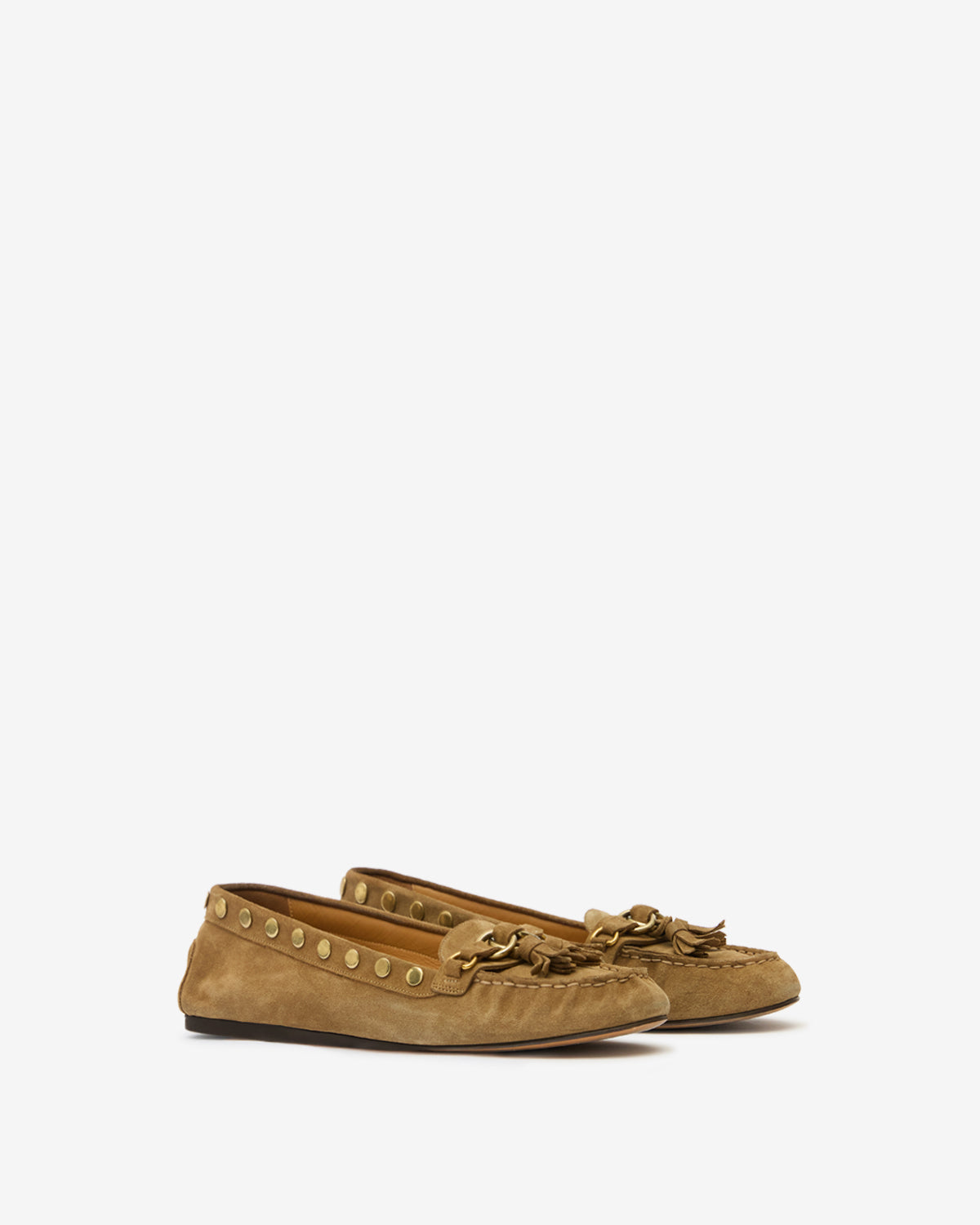 Isabel Marant Faxel MC0030FA mocassin cuir taupe pompons