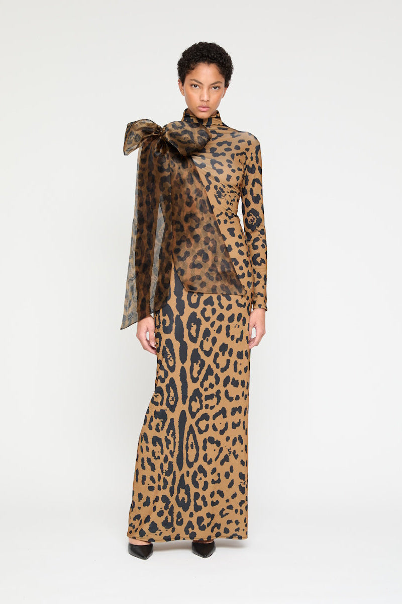 ATU Body Couture robe midi léopard noeud organza S