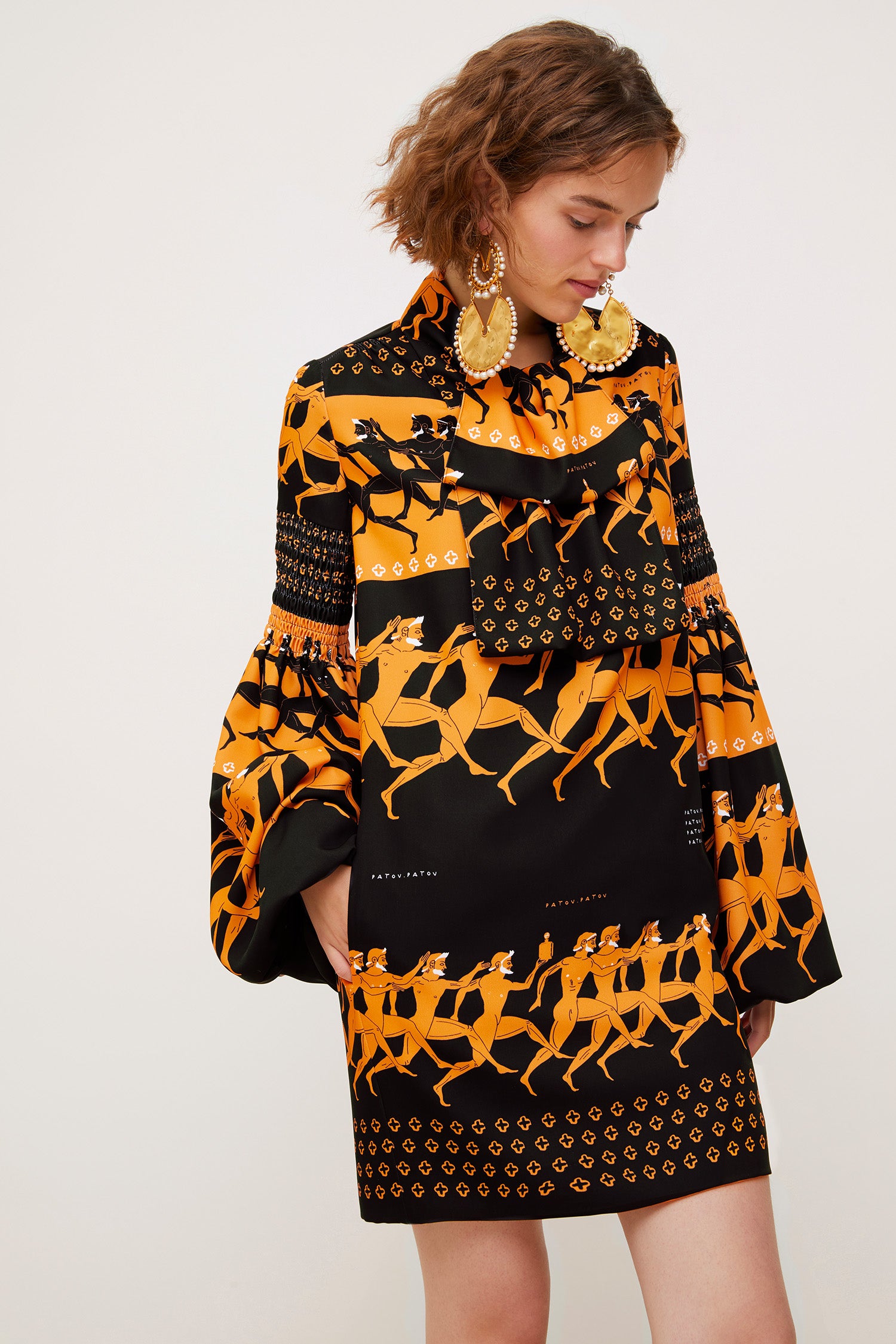 Patou DR011 Robe mini cady imprimé lavallière