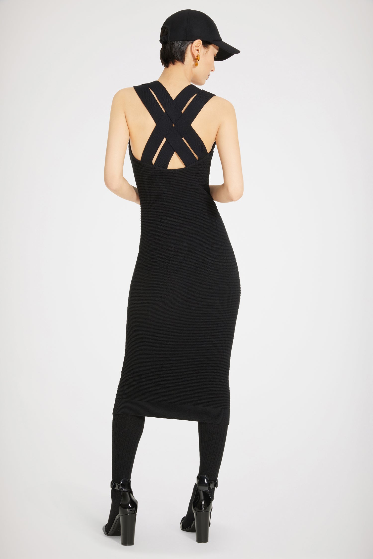 Patou H22KN0988054999B robe midi maille laine noire