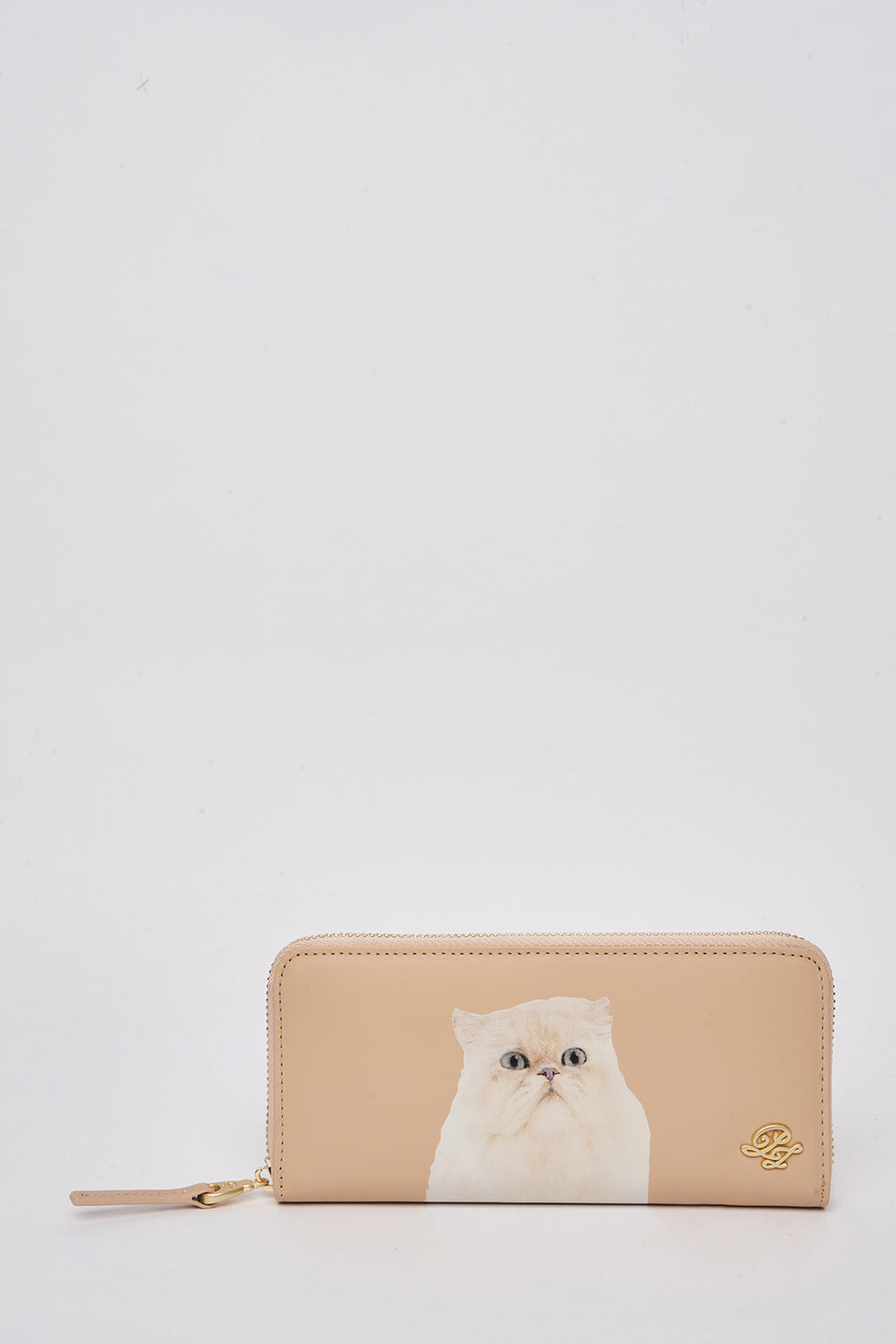 PAUL & JOE Portefeuille cuir imprimé chat beige violet TU
