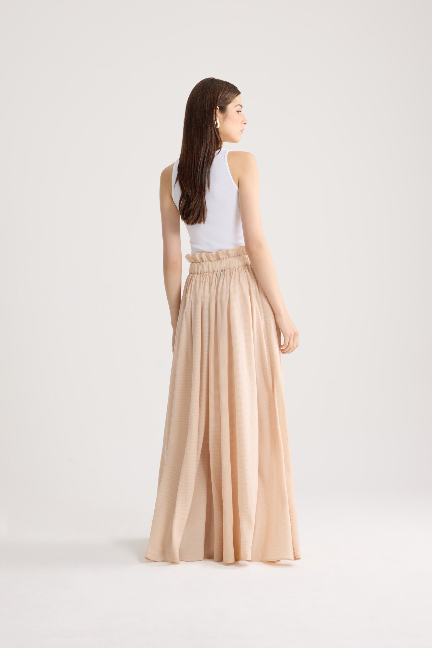 Patou SK117 jupe longue soie rayée Shell Beach taille