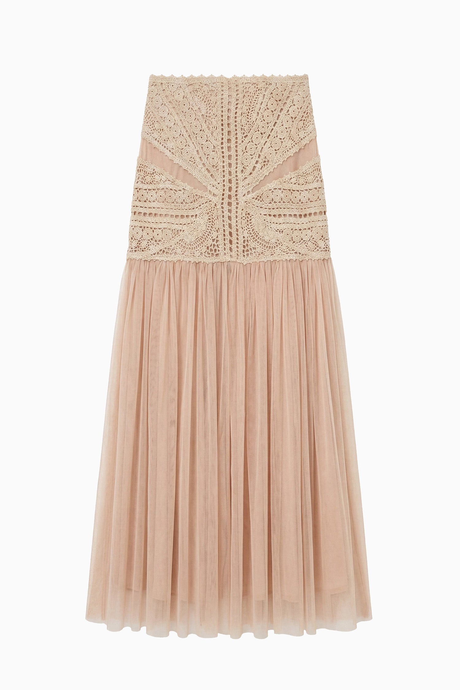 Ulla Johnson Araminta PF260711 jupe crochet tulle Sandstone midi