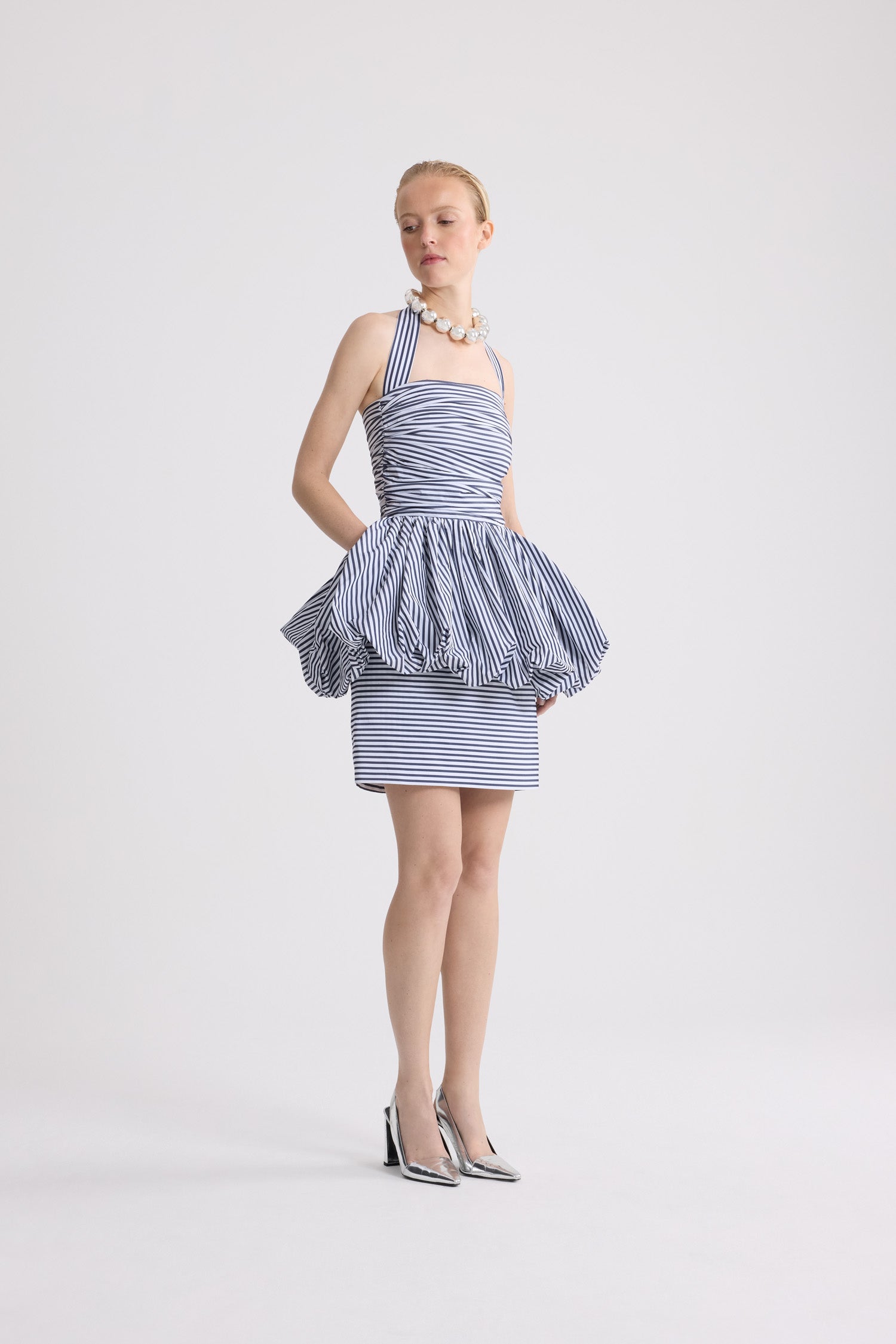 Patou DR236 mini robe bloomer dos nu rayures offshore