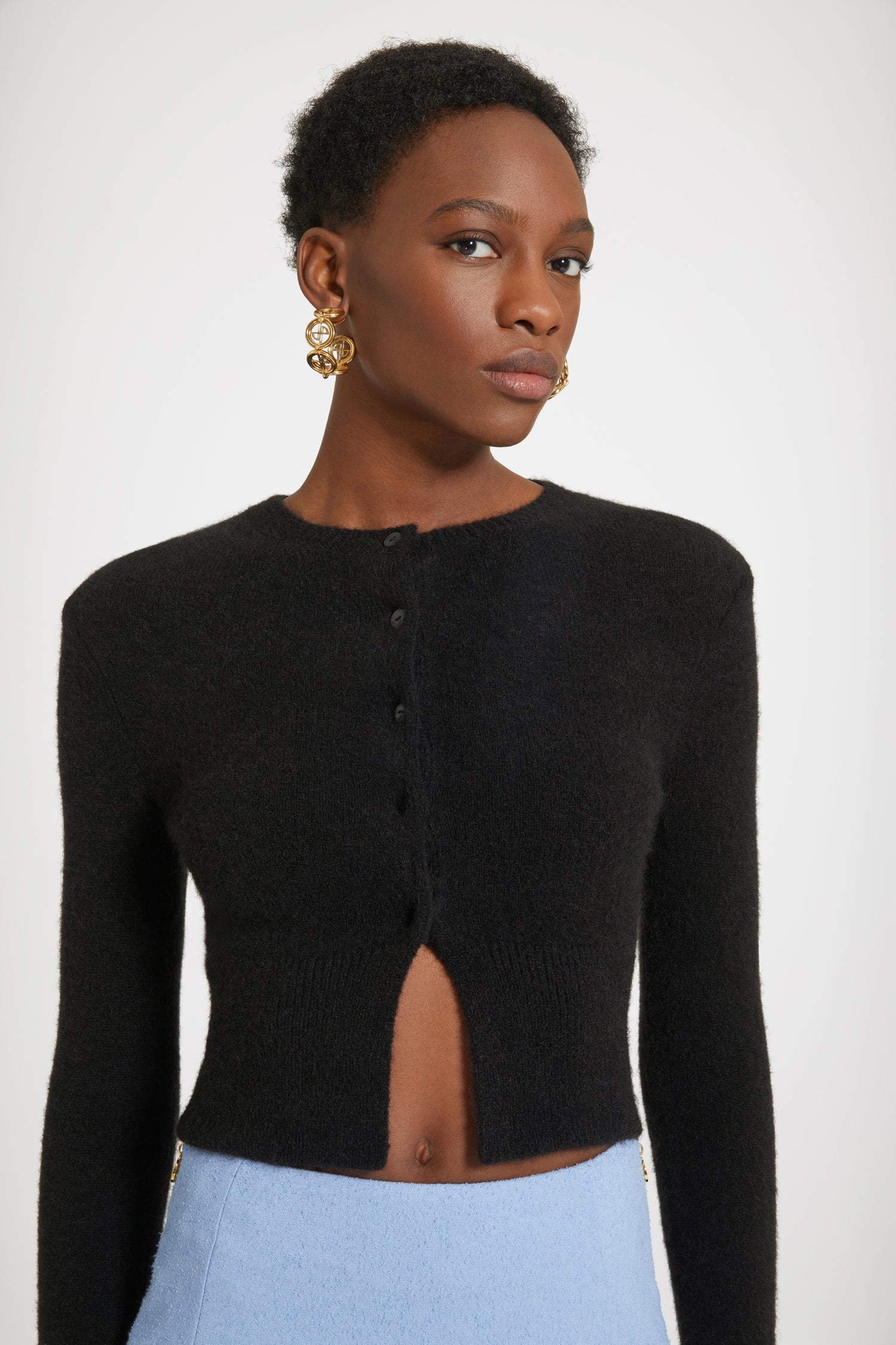 Patou KN148 cardigan court noir en alpaga