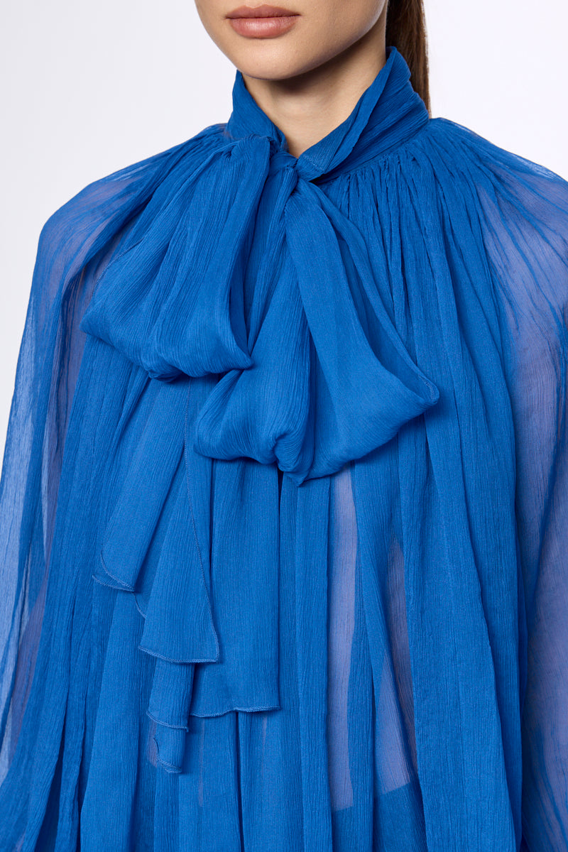 ATU Body Couture SILK Chemise Soie Bleue Foulard S