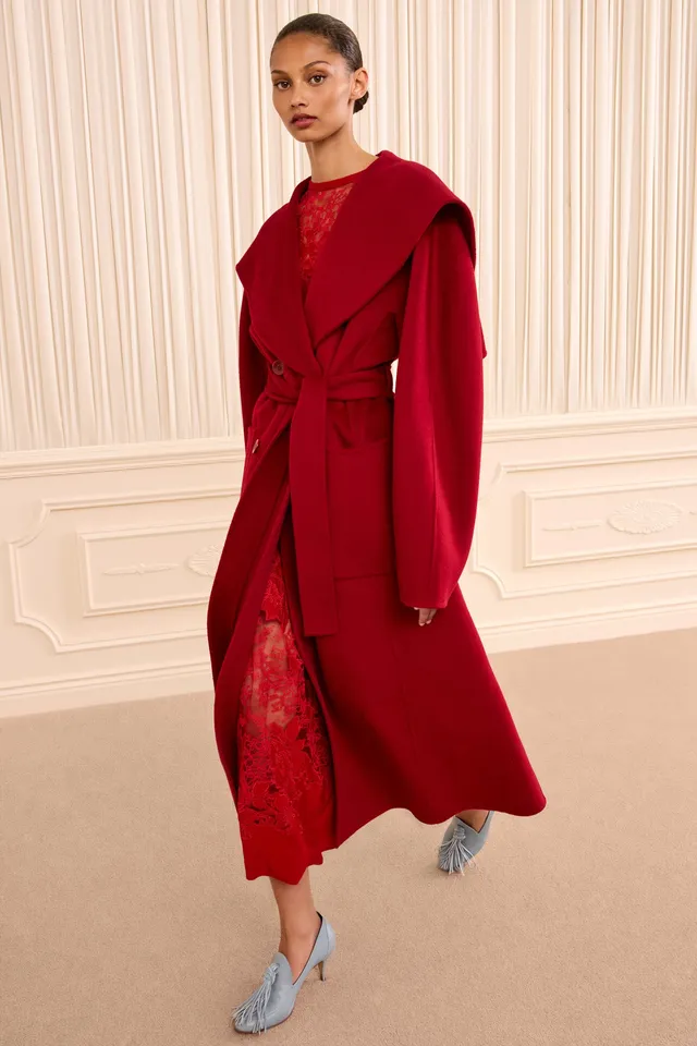 Ulla Johnson Rory manteau laine Cerise long ceinture