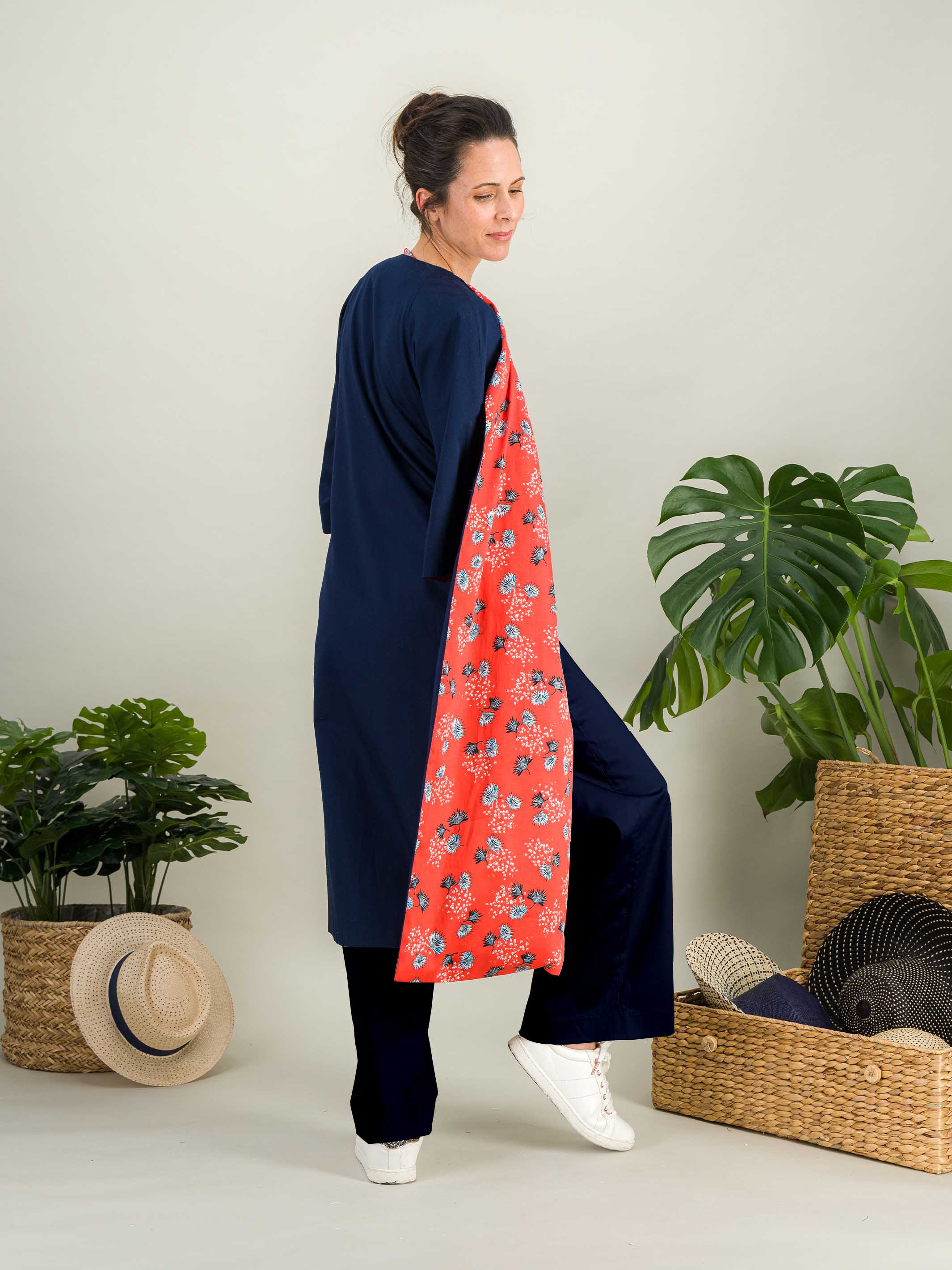 Anahide Saint André Haori veste kimono réversible coton fleuri