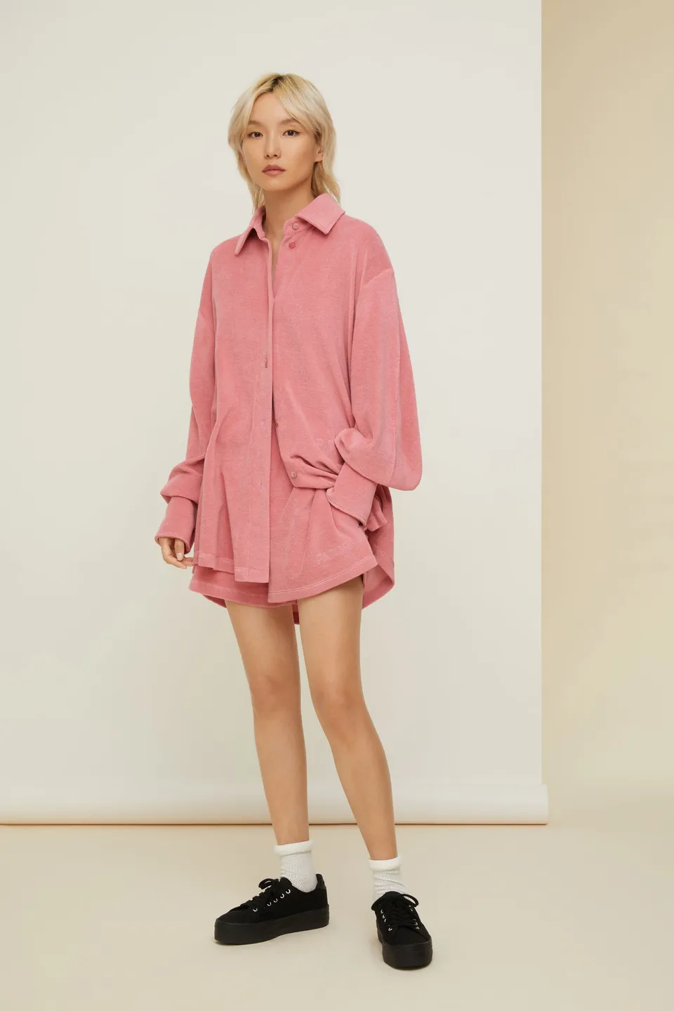 Patou JE039 chemise oversize rose antique coton bio