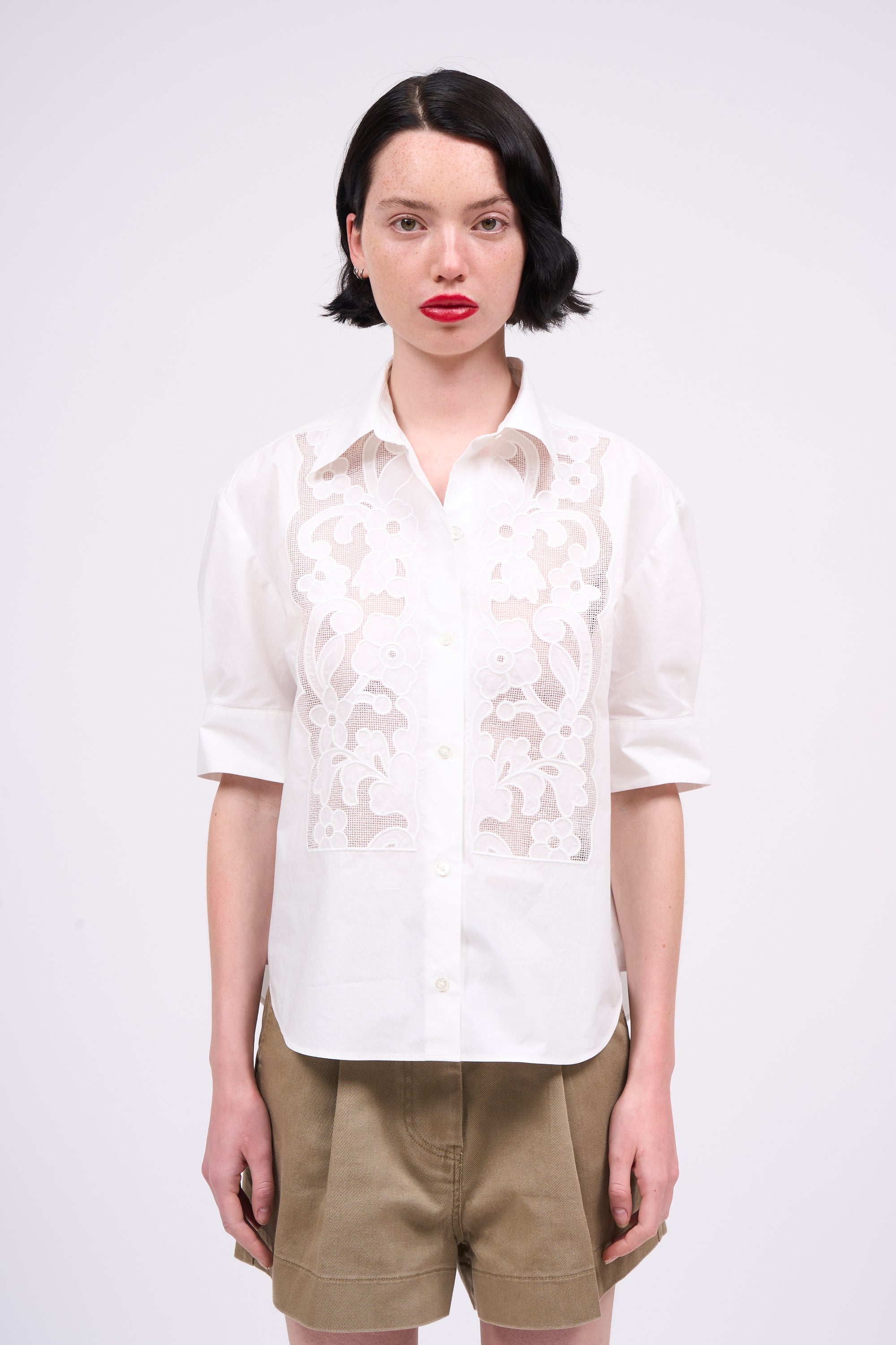 Paul & Joe Floriane chemise brodée coton blanc