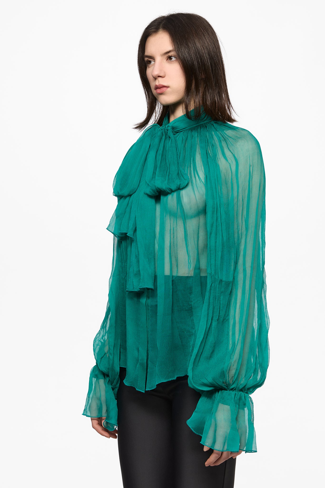 ATU Body Couture Pine Green Chiffon chemise soie vert foulard