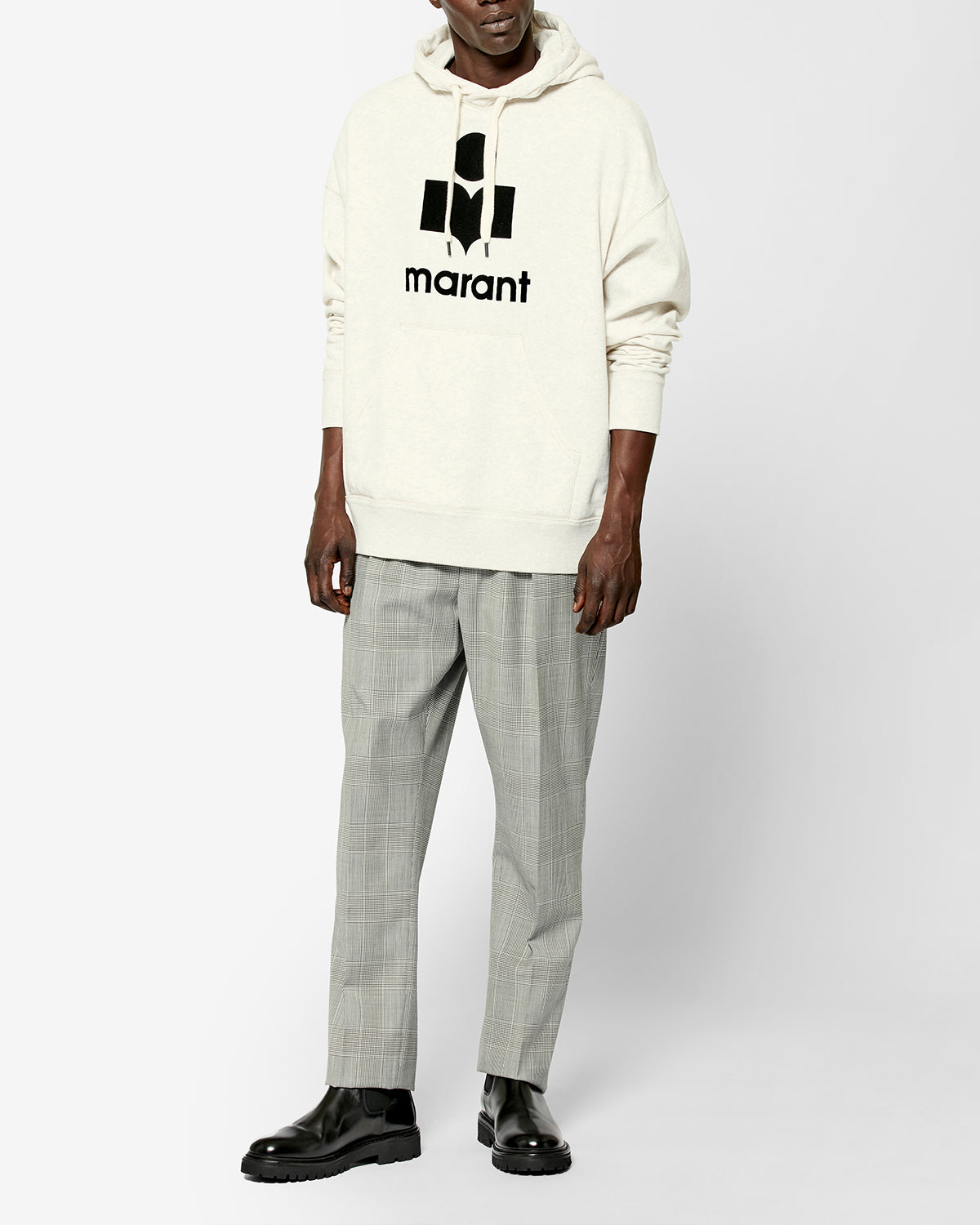 Isabel Marant Miley sweat écru coton capuche logo imprimé