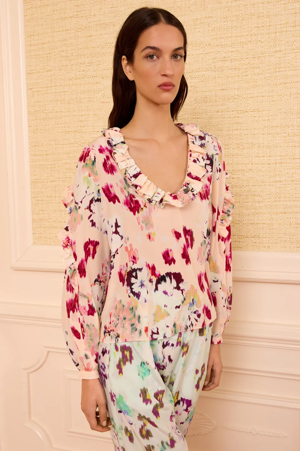 Ulla Johnson Marguerite blouse soie Summer Garden fleurie