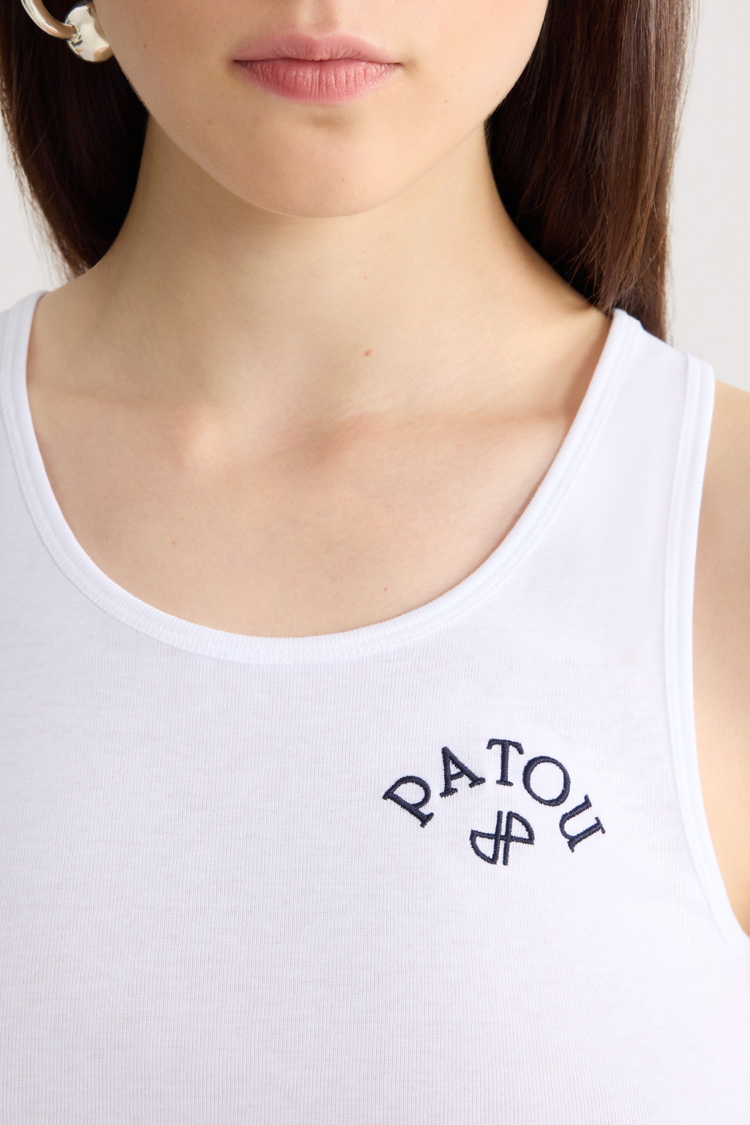 Patou JE210 débardeur blanc coton brodé logo XS-XL