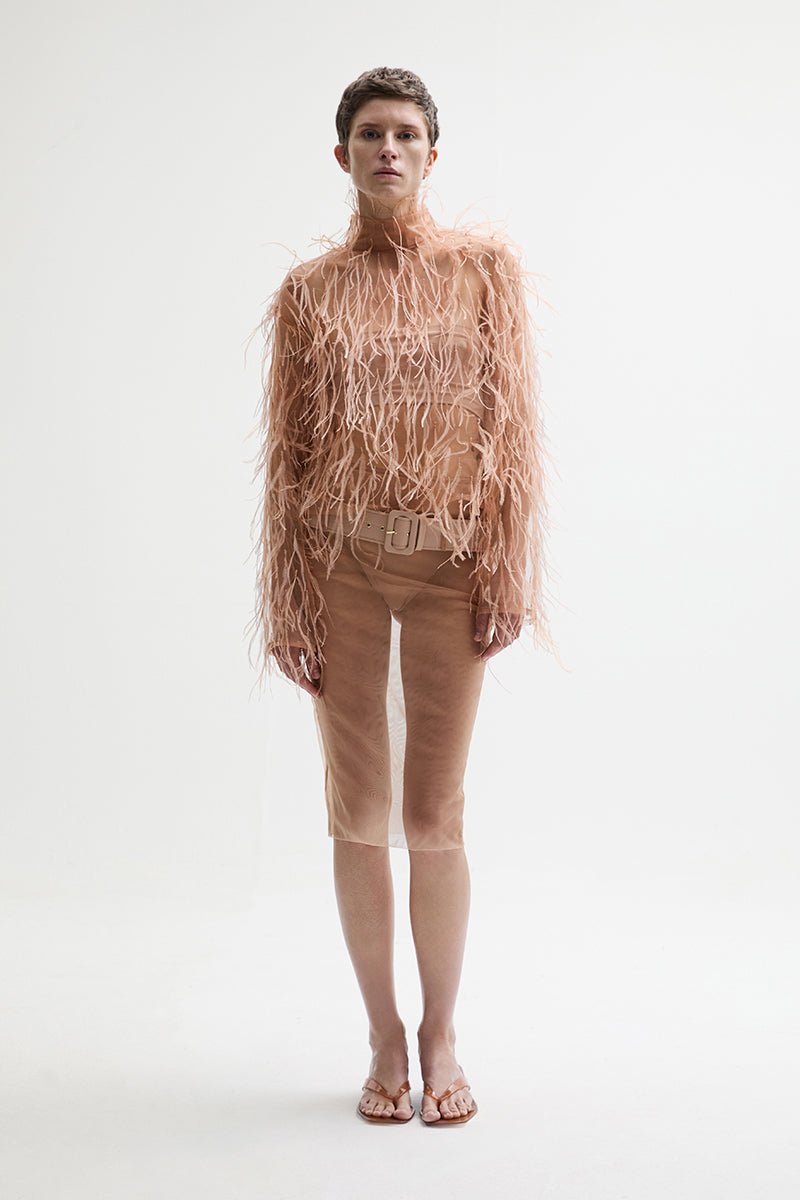 ATU Body Couture Veil jupe crayon tulle nude taille S