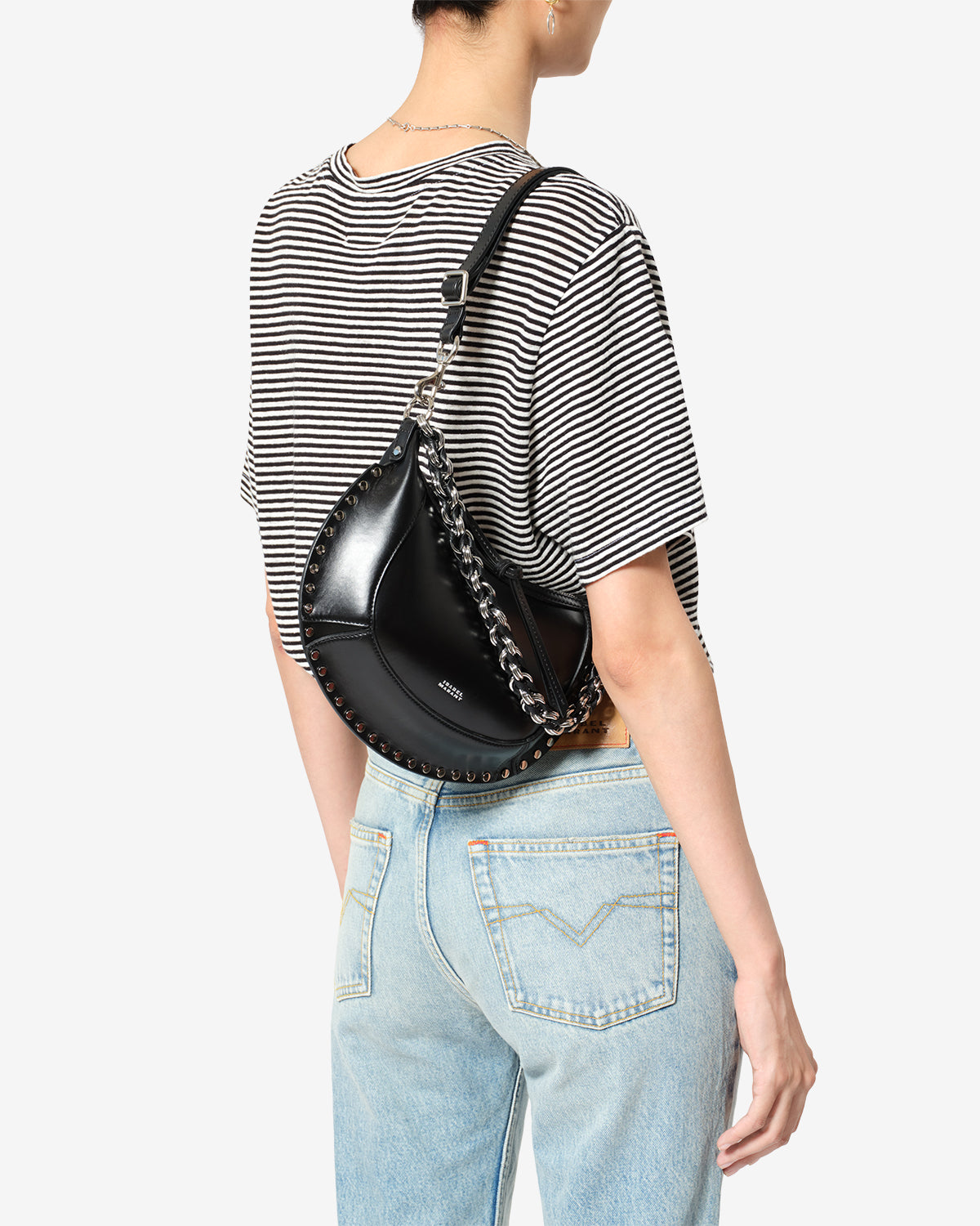 Isabel Marant Oskan Moon sac cuir noir argenté