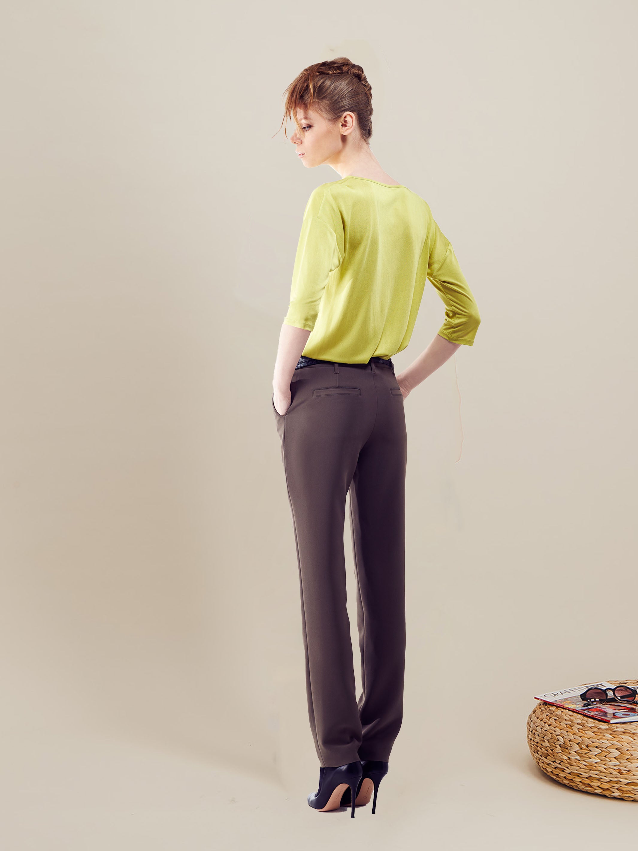 Anahide Saint André Zenith pantalon droit noir stretch