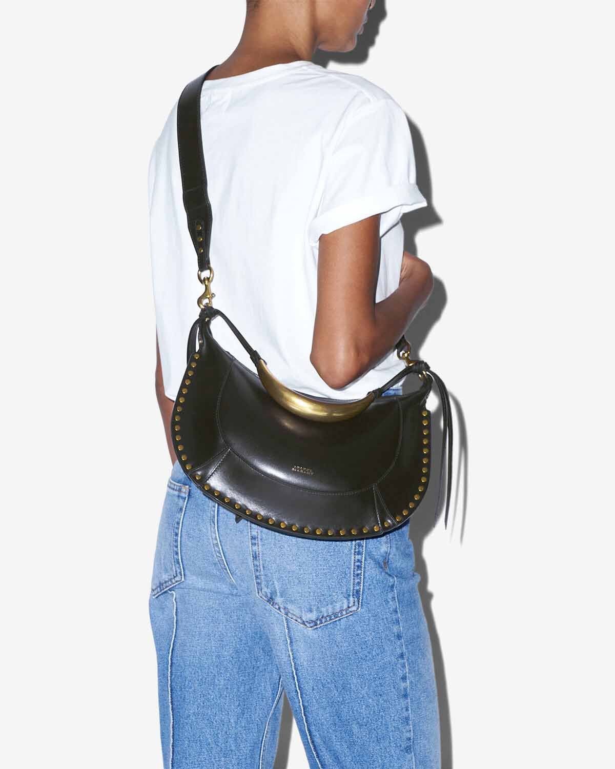 Isabel Marant Naoko sac cuir noir et doré 33 cm